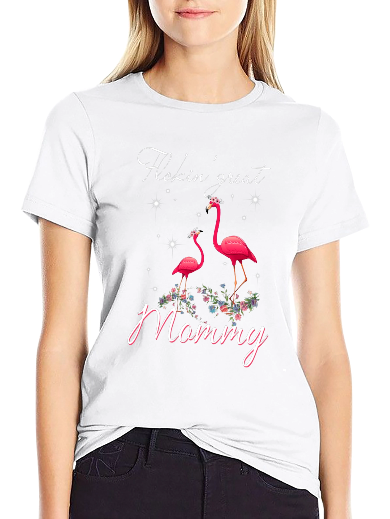 Camiseta Negra Flamencos Flokin Great Mommy