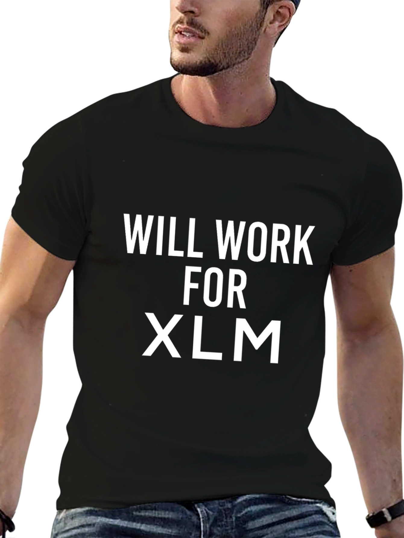 Camiseta Negra: Will Work for XLM