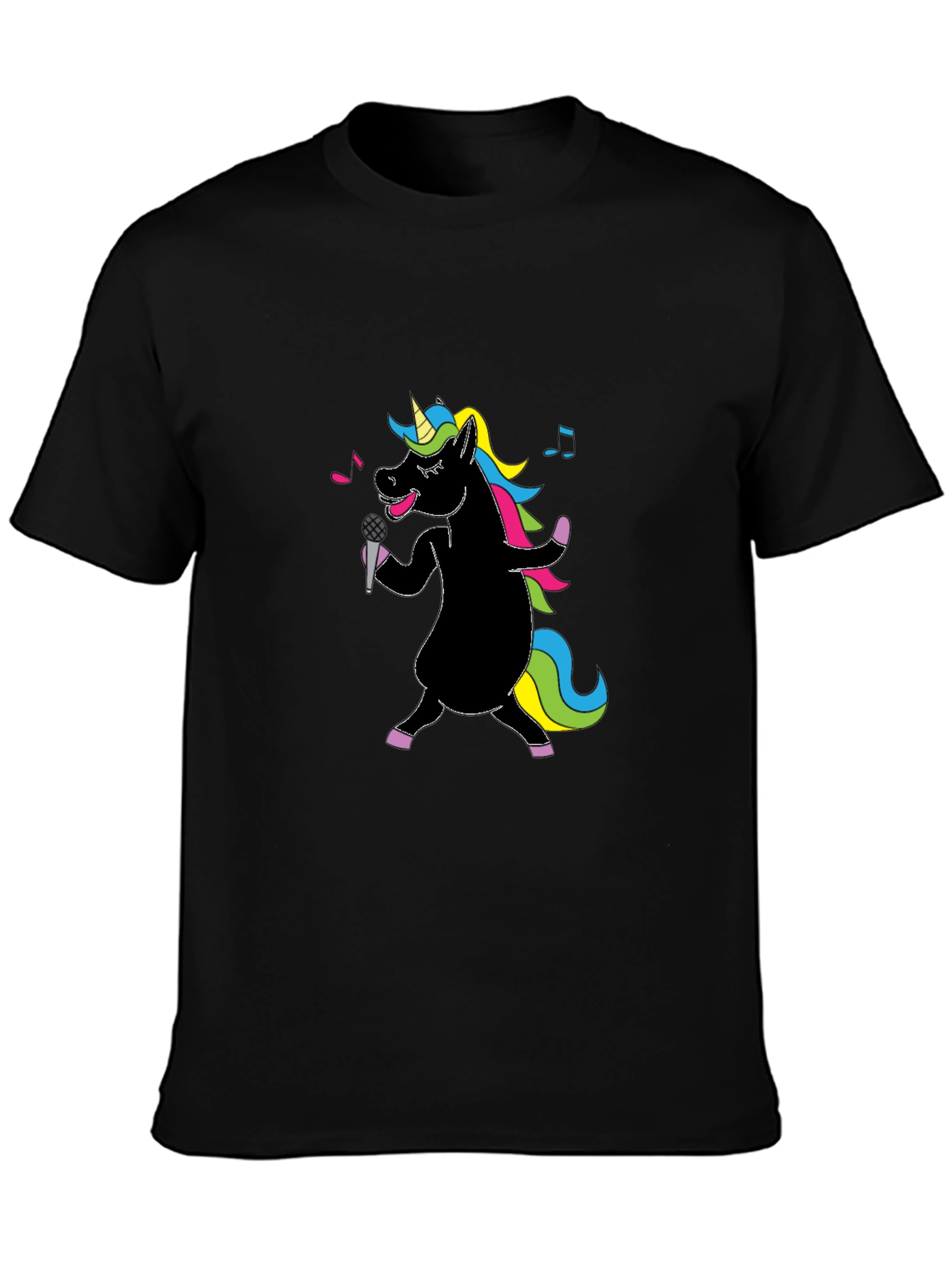 Camiseta Negra Unicornio Cantante