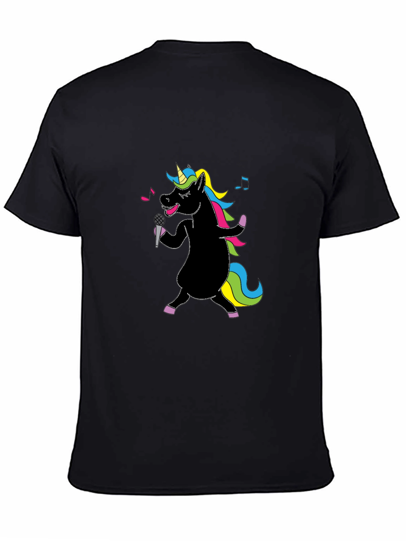 Camiseta Negra Unicornio Cantante