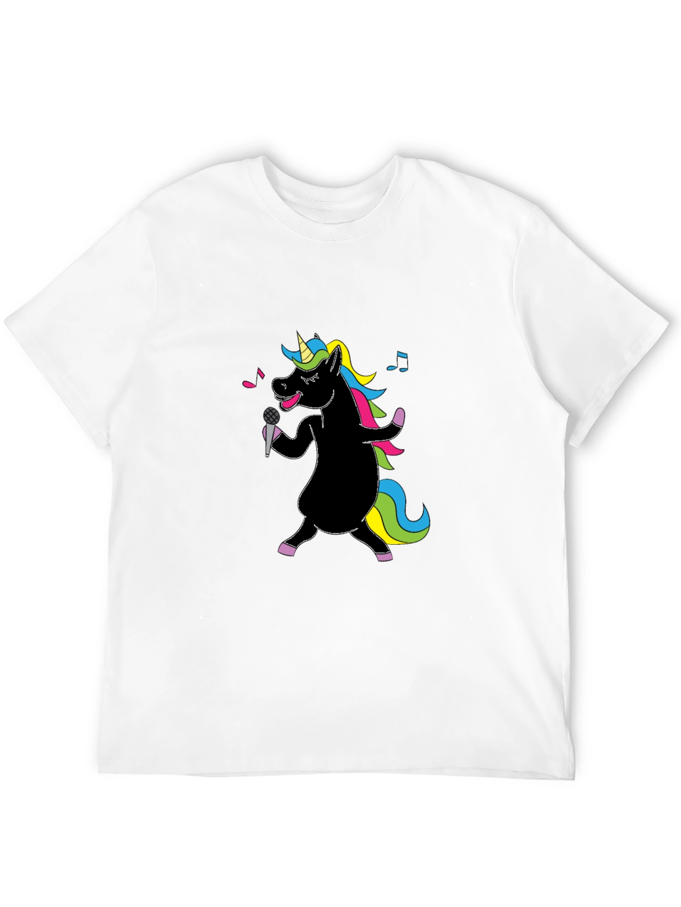 Camiseta Negra Unicornio Cantante
