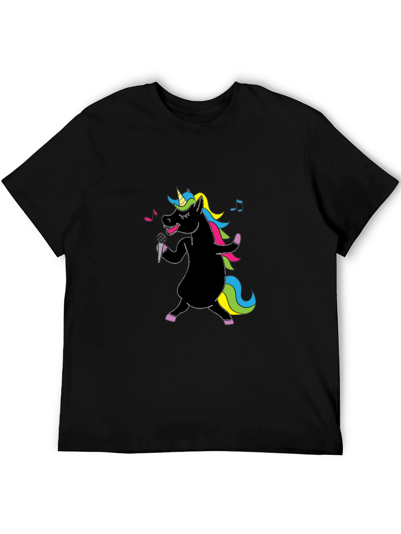 Camiseta Negra Unicornio Cantante