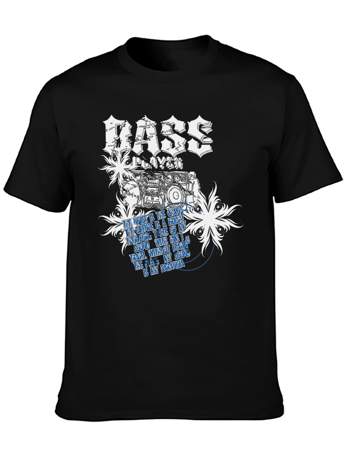 Camiseta Negra Bass Player con Diseño Gráfico Único