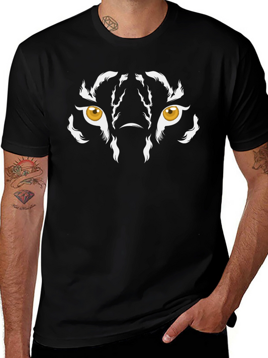 Camiseta Negra con Diseño de Ojos de Tigre