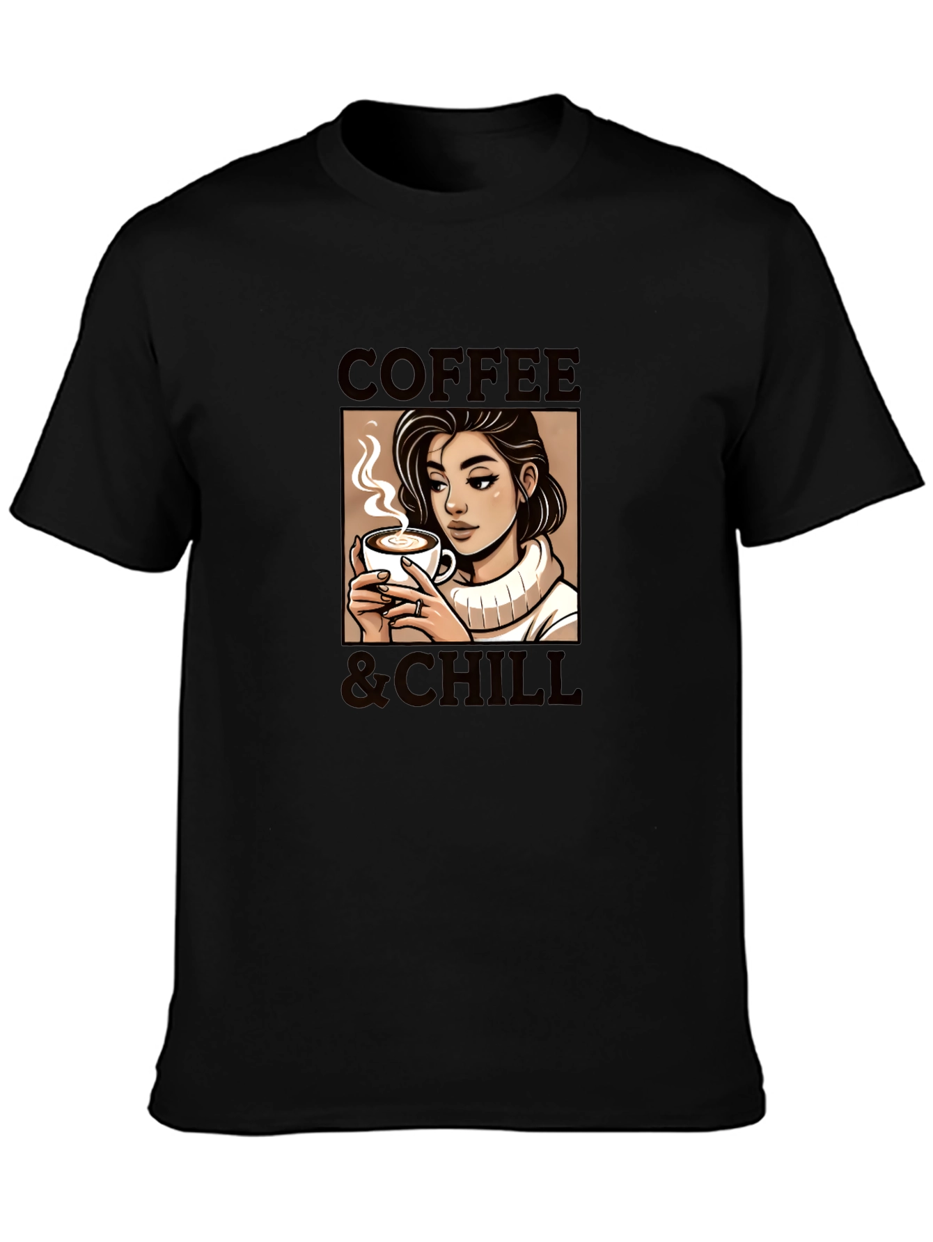 Camiseta Negra Coffee & Chill para Hombre