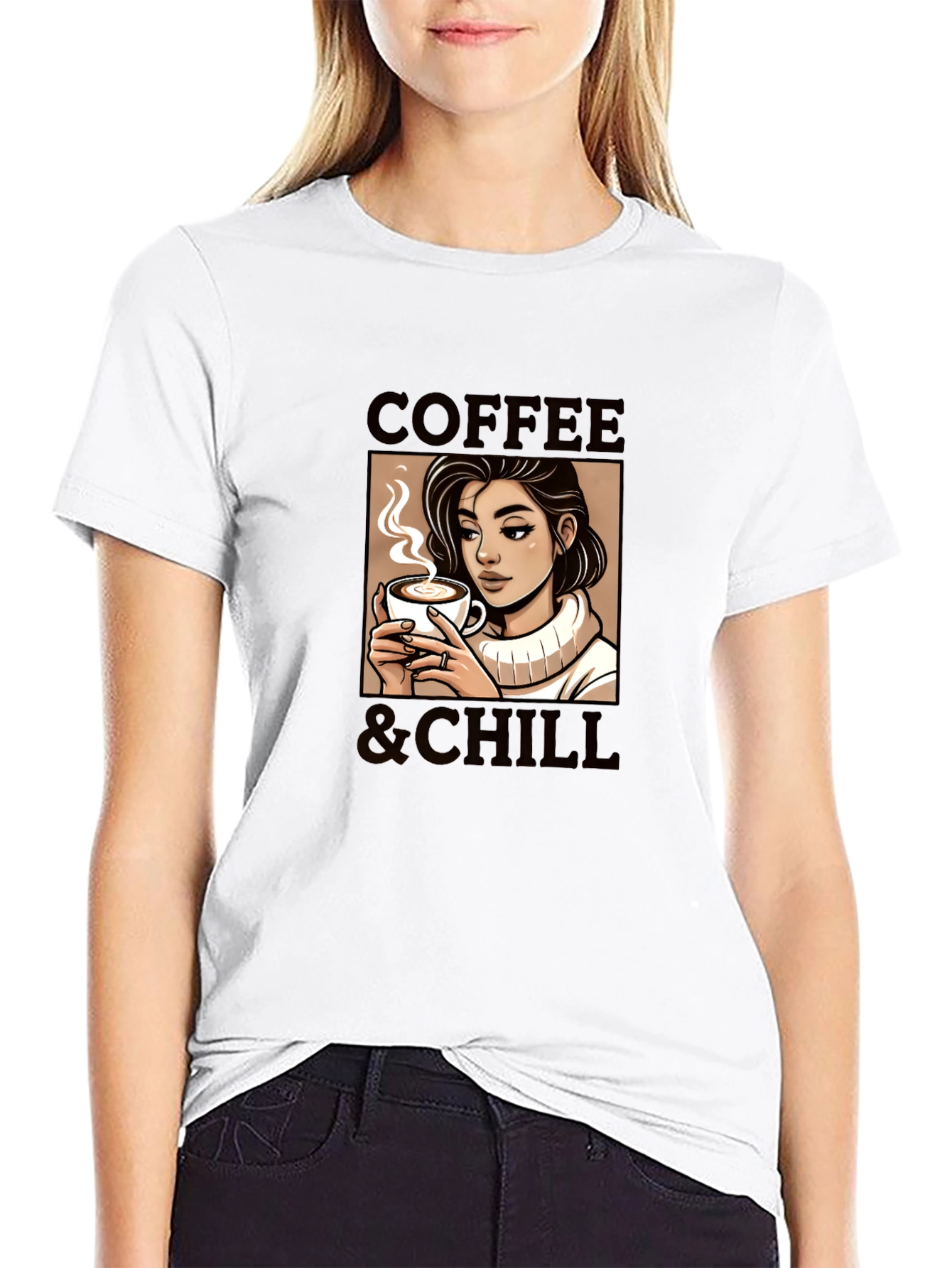 Camiseta Negra Coffee & Chill para Hombre