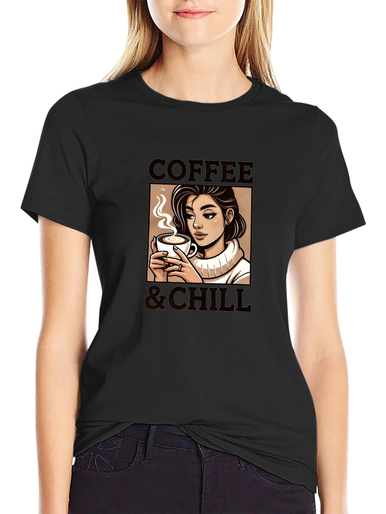 Camiseta Negra Coffee & Chill para Hombre