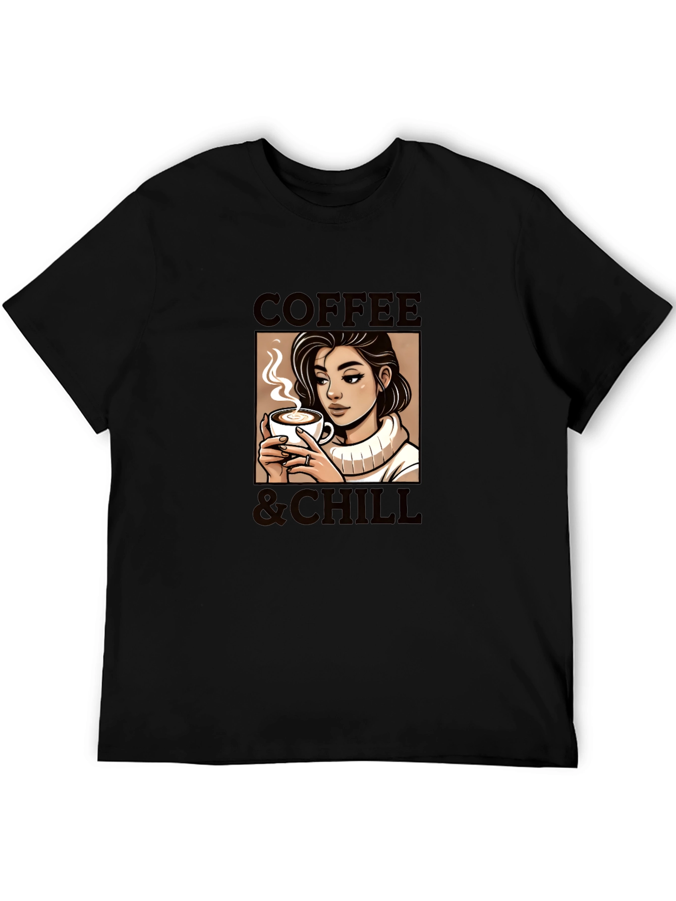Camiseta Negra Coffee & Chill para Hombre