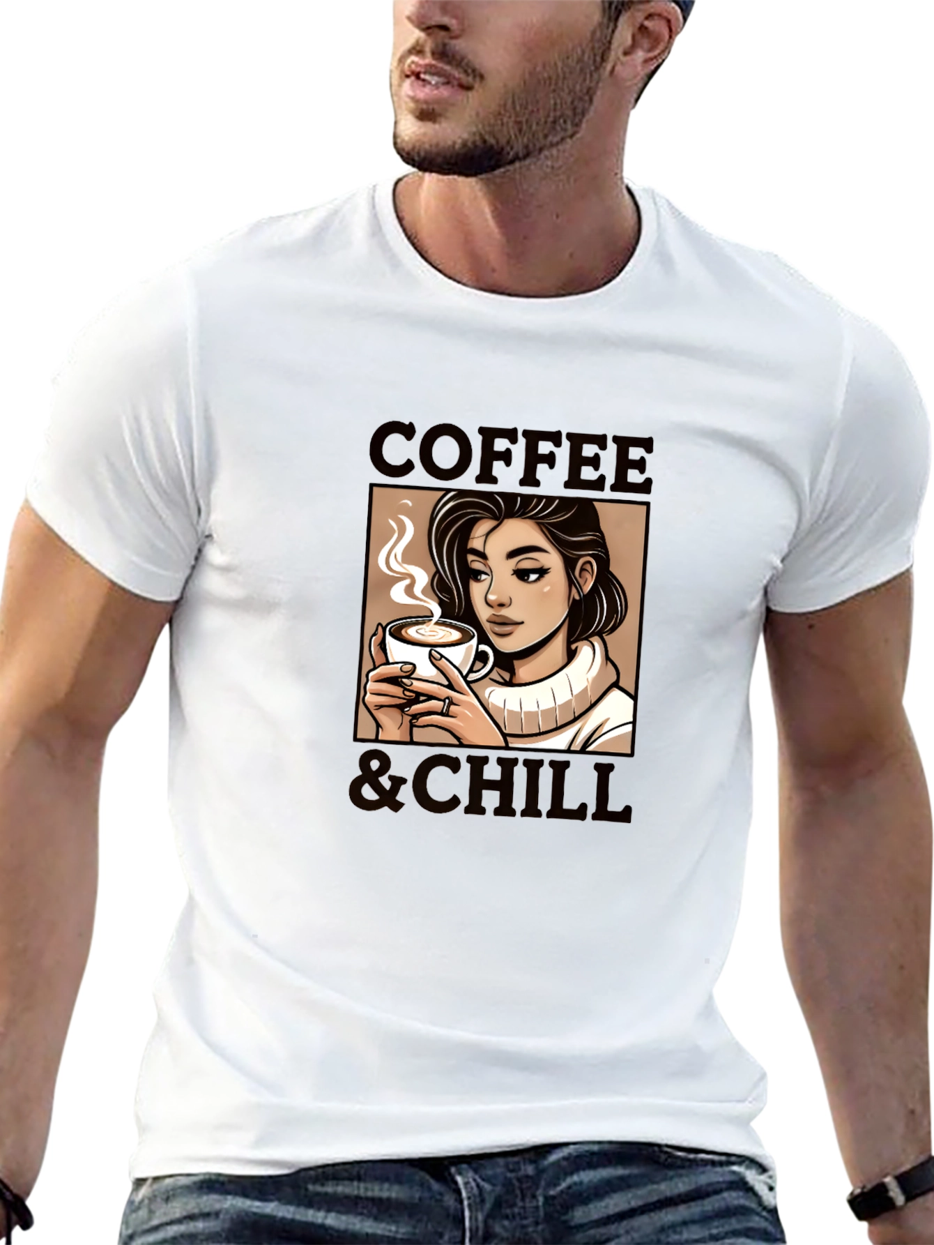 Camiseta Negra Coffee & Chill para Hombre