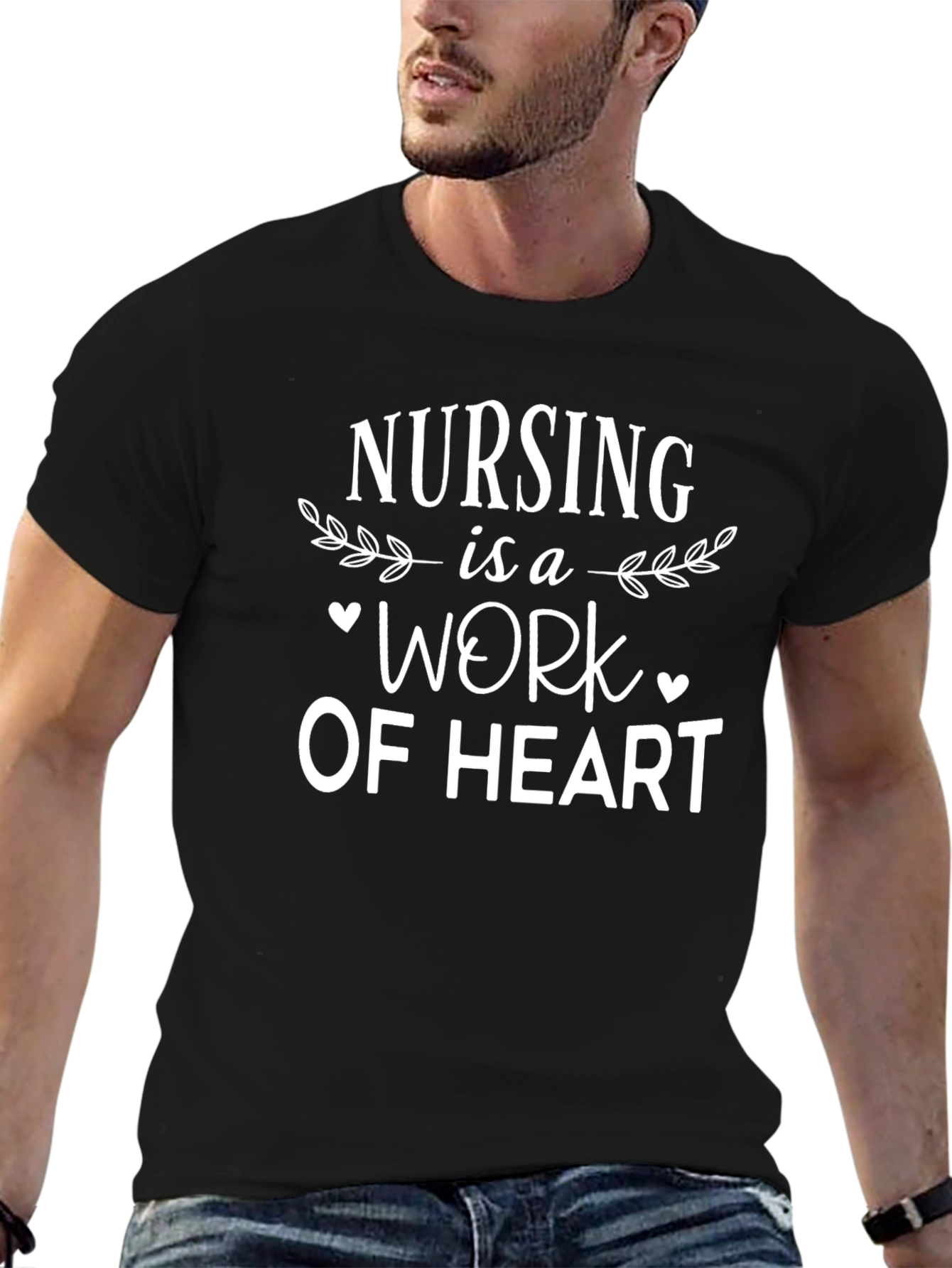 Camiseta Negra Nursing is a Work of Heart
