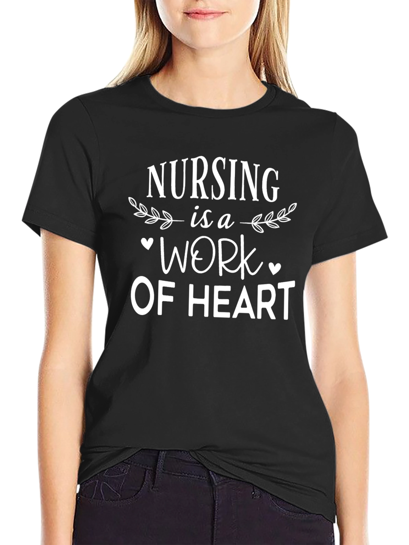 Camiseta Negra Nursing is a Work of Heart