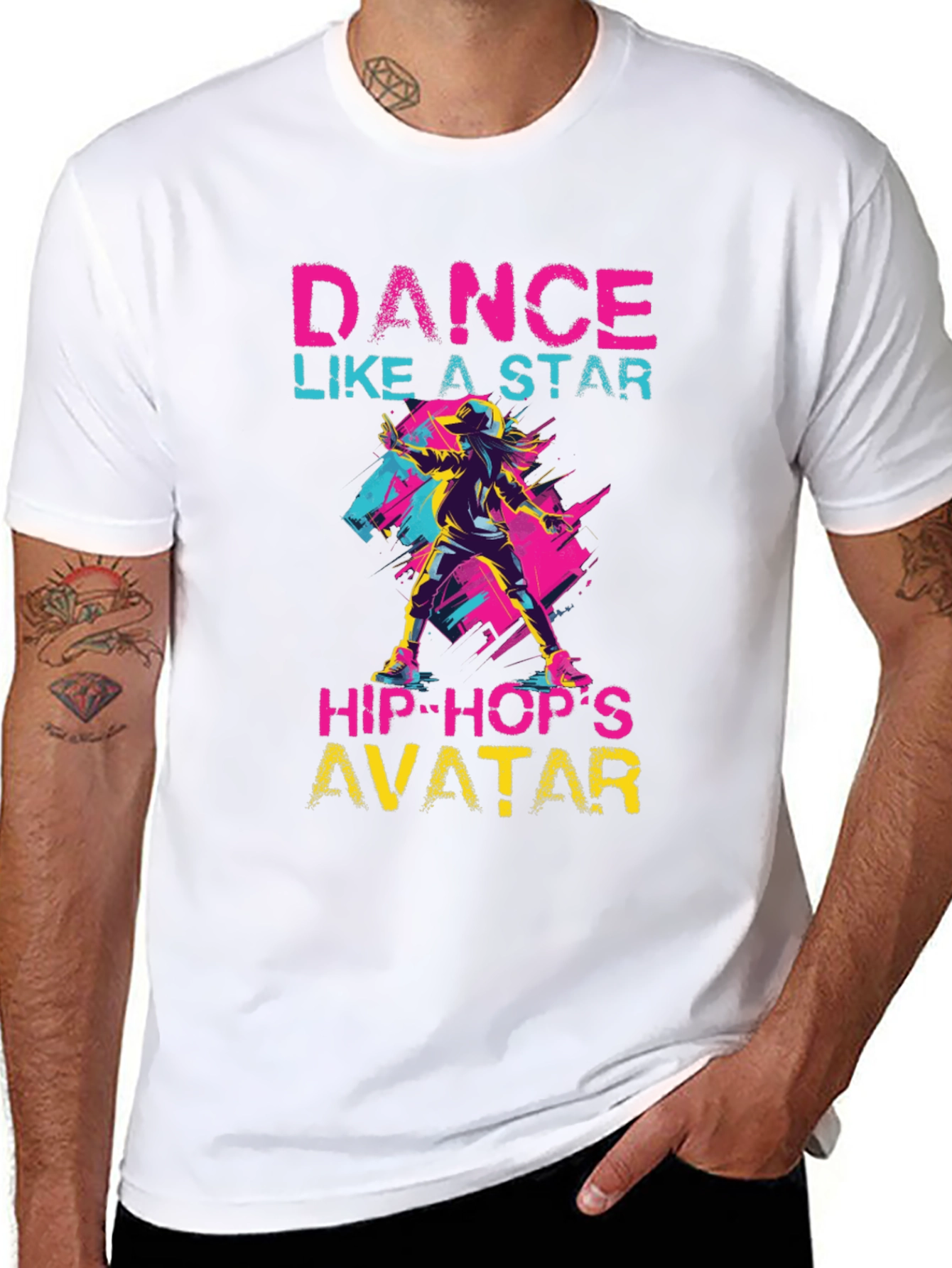 Camiseta Negra con Diseño de Baile Hip-Hop
