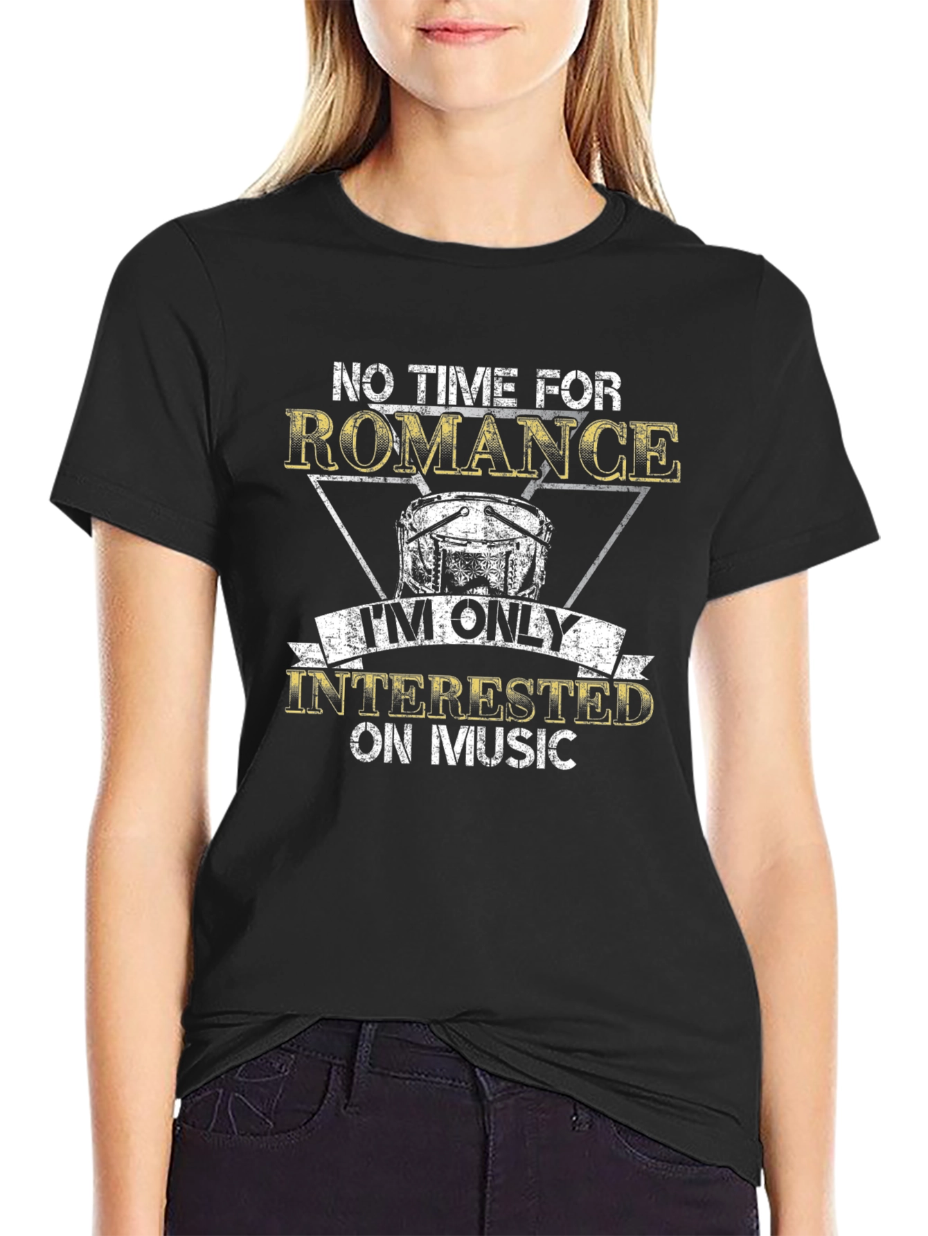 Camiseta Negra Sin Tiempo Para Romance Solo Música