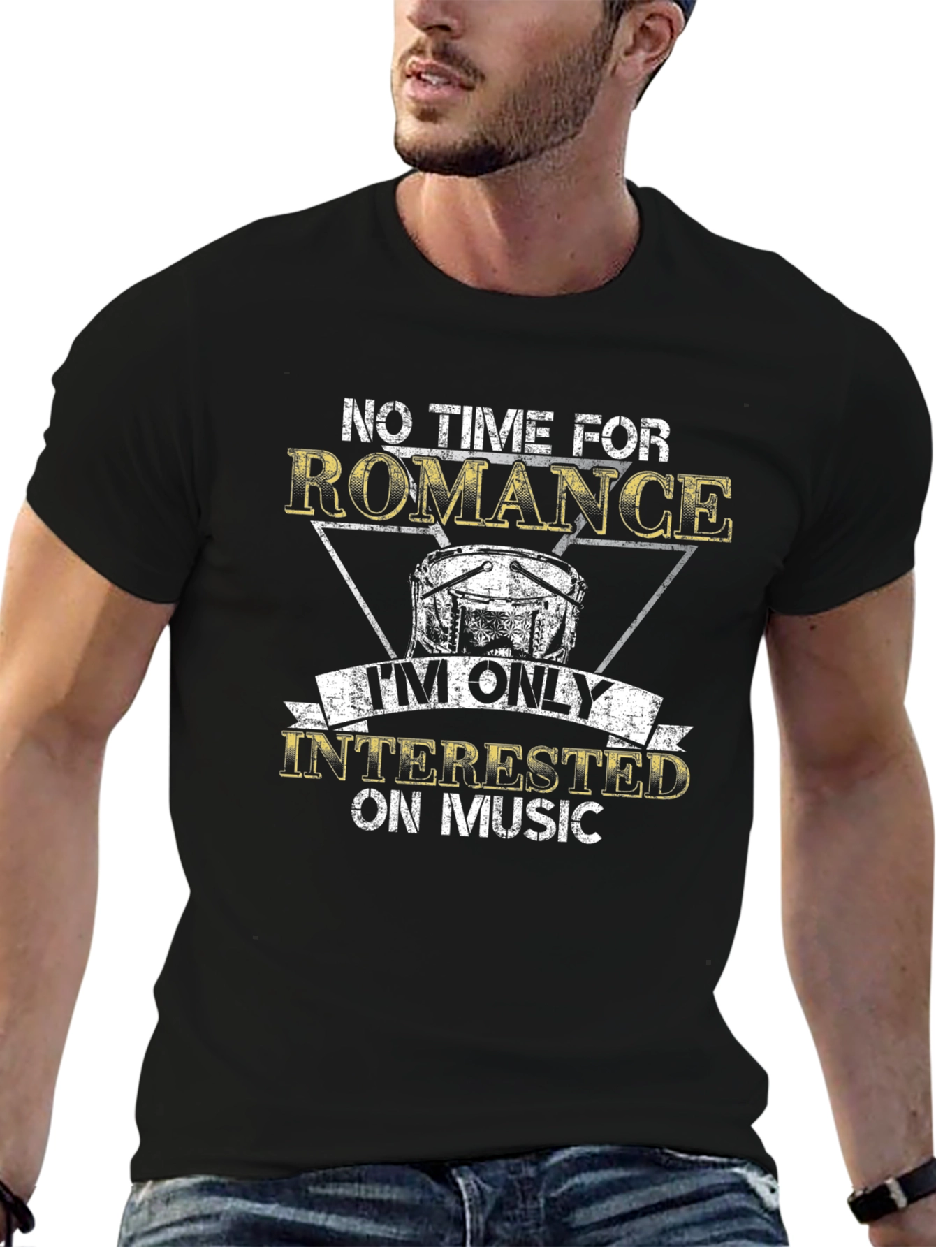 Camiseta Negra Sin Tiempo Para Romance Solo Música