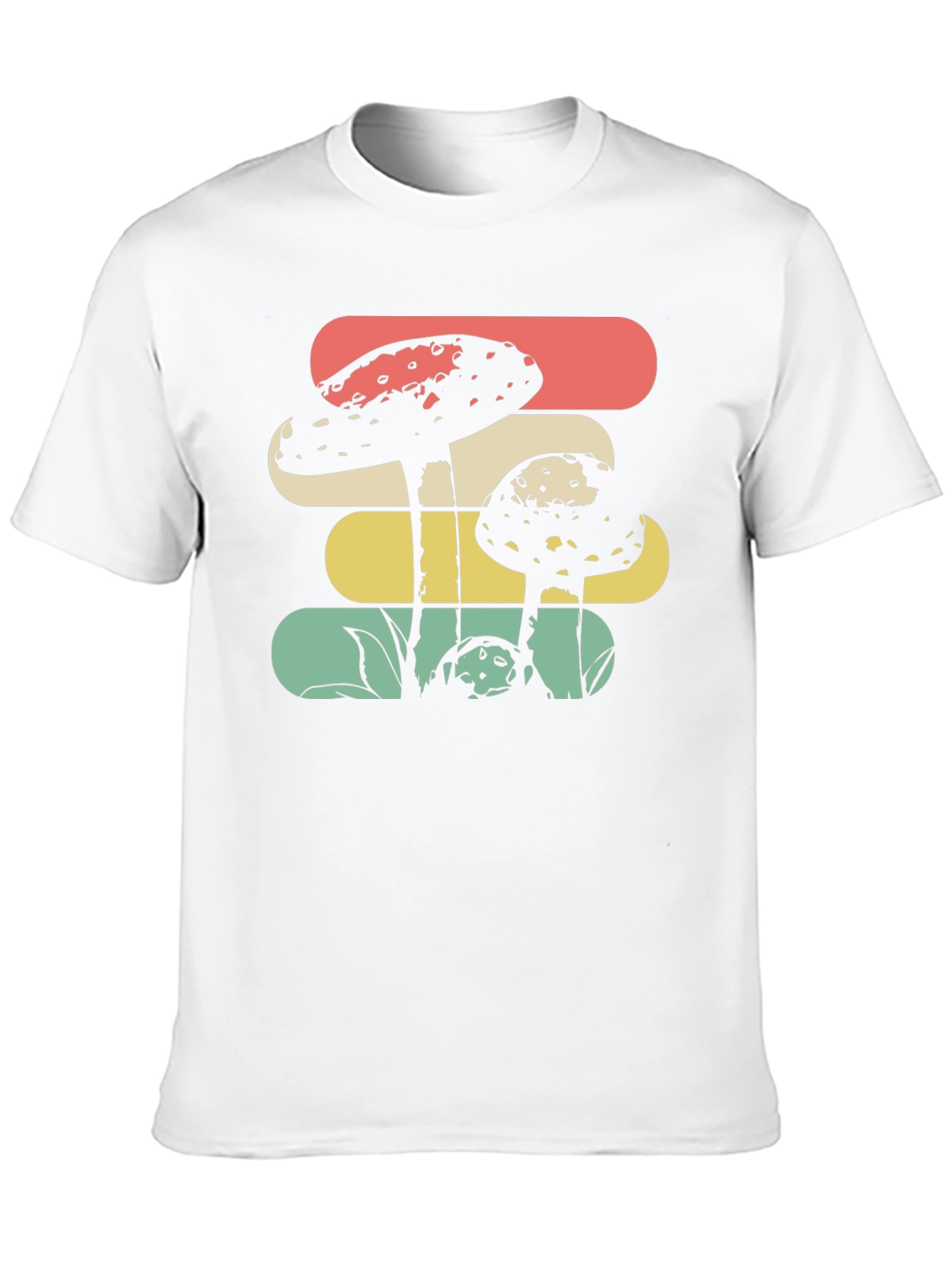 Camiseta Negra con Diseño de Hongos Retro