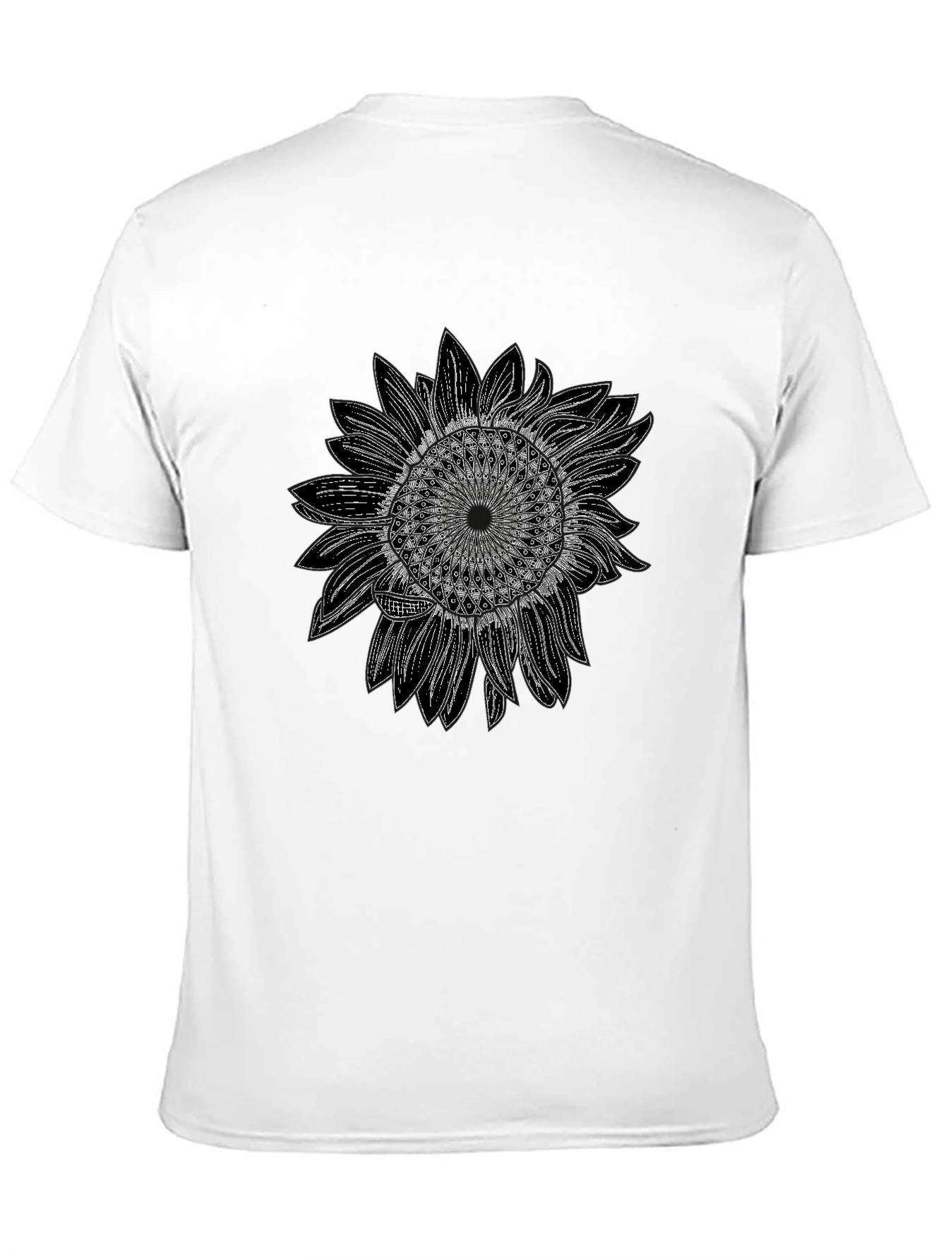 Camiseta Negra con Diseño de Girasol Mandala