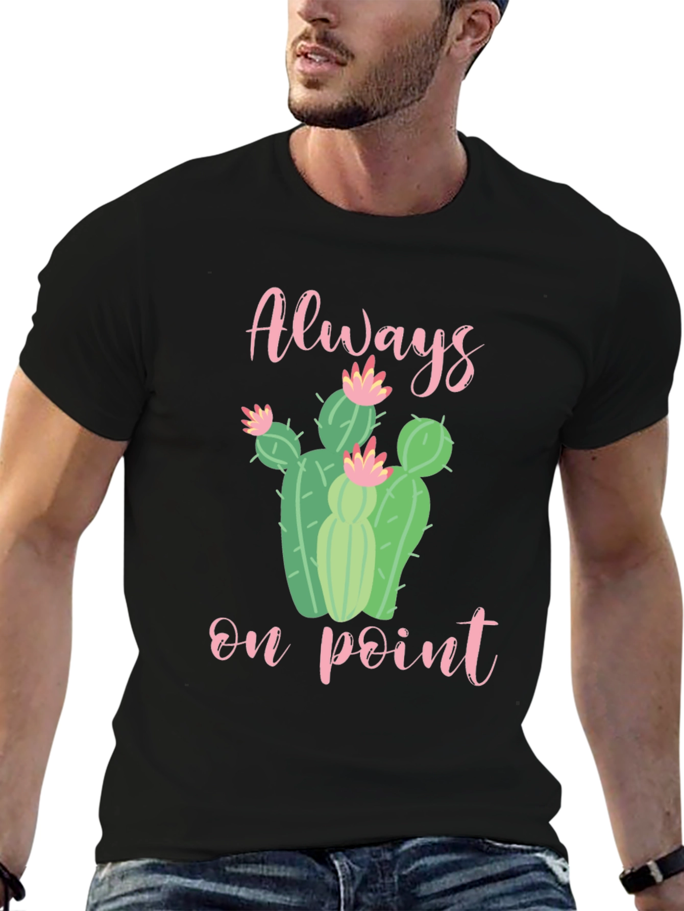 Camiseta Negra Cactus - Siempre a Punto