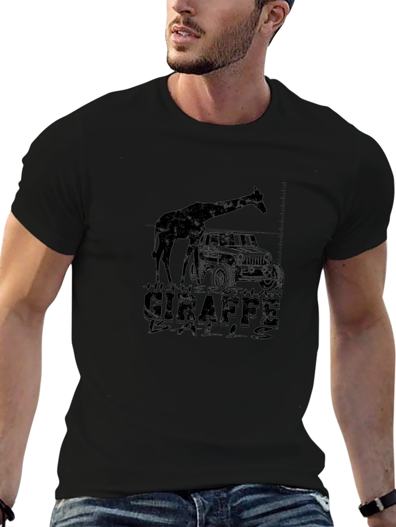 Camiseta Negra Higher Than Giraffe Balls