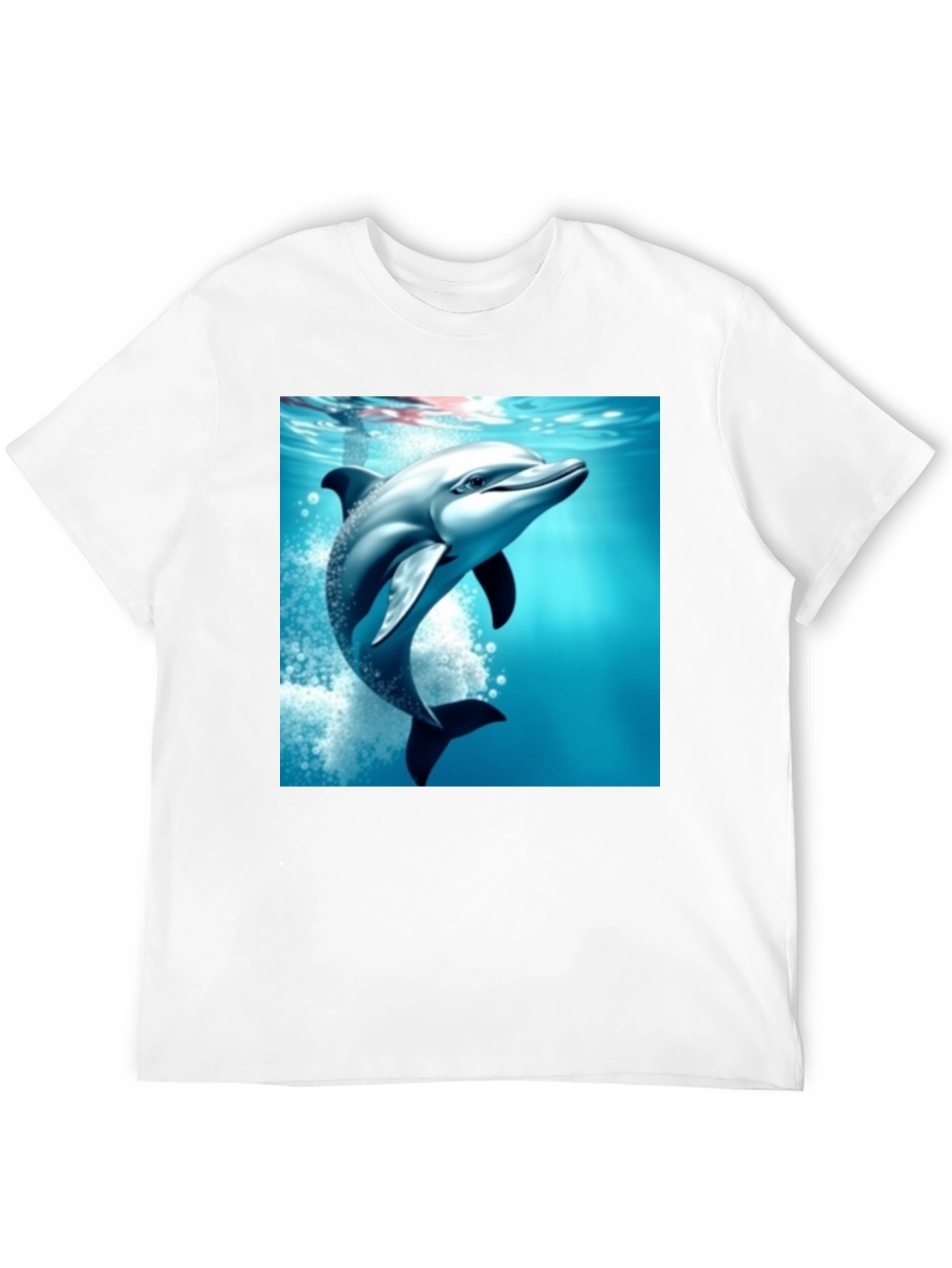 Camiseta Negra con Estampado de Delfín Azul