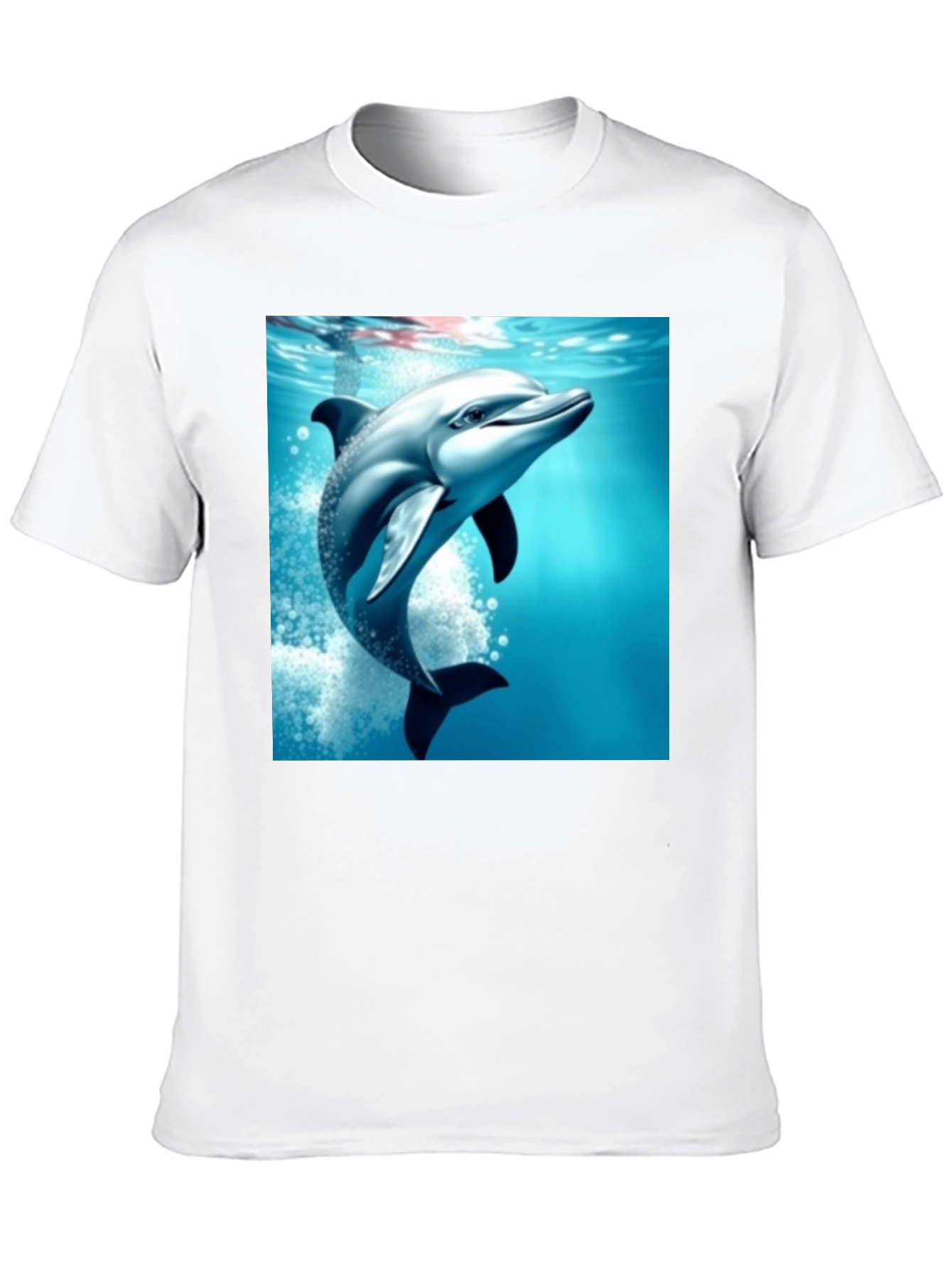 Camiseta Negra con Estampado de Delfín Azul