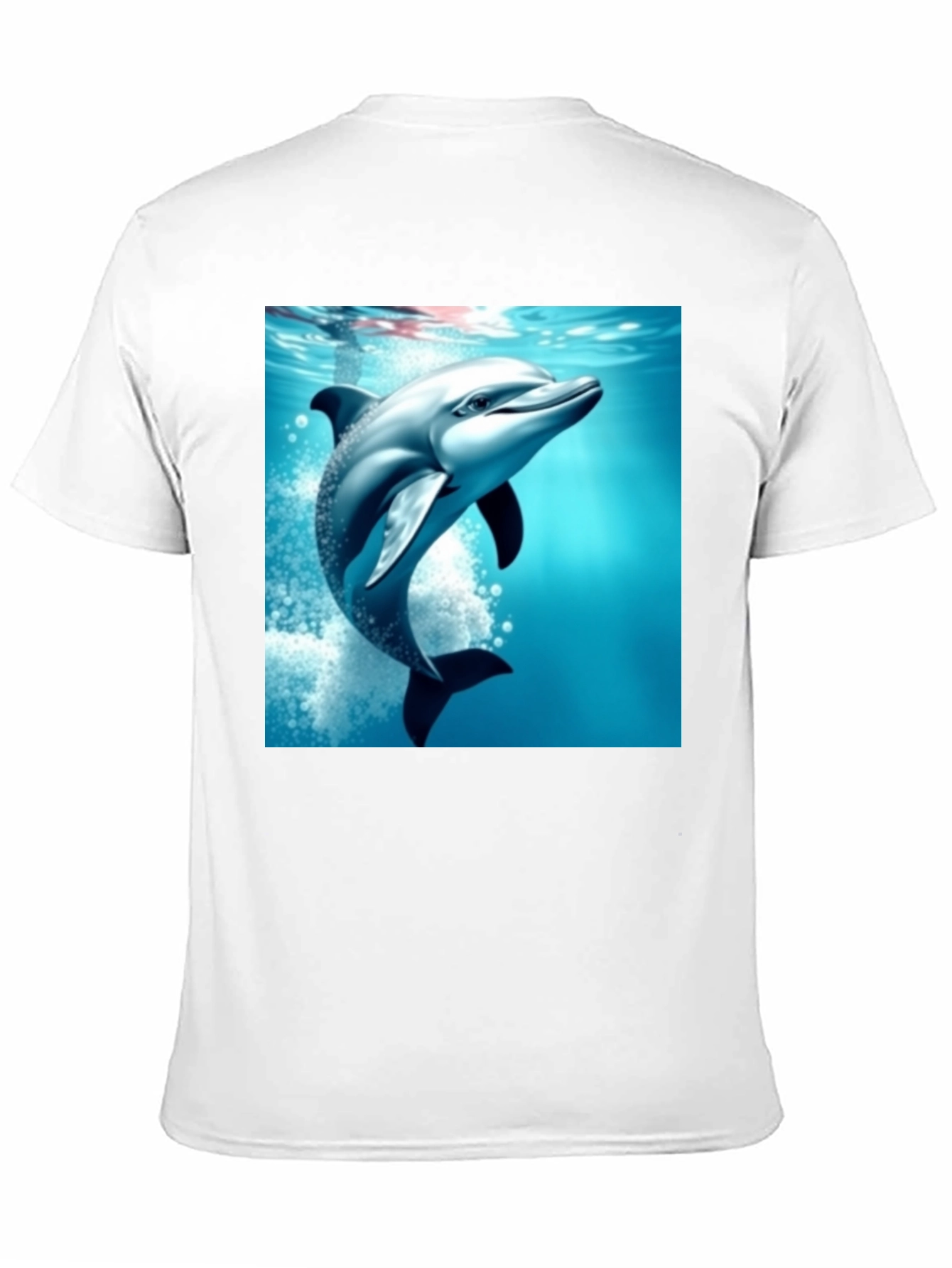 Camiseta Negra con Estampado de Delfín Azul