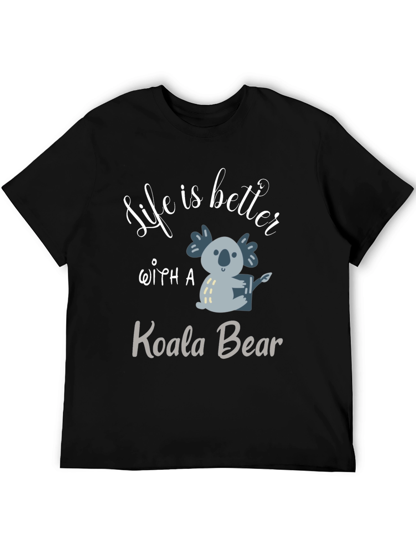 Camiseta Negra con Diseño de Koala Adorable