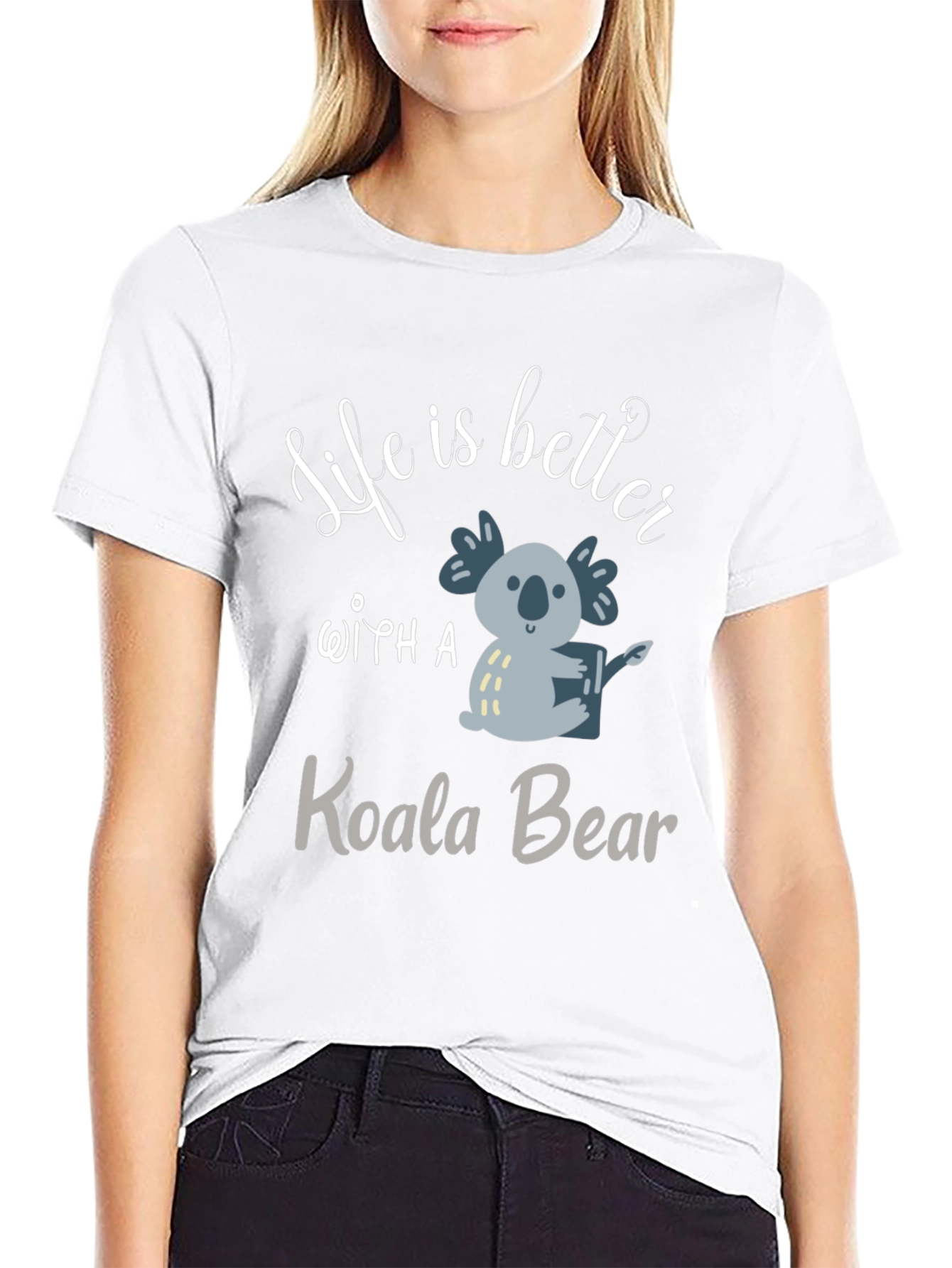Camiseta Negra con Diseño de Koala Adorable
