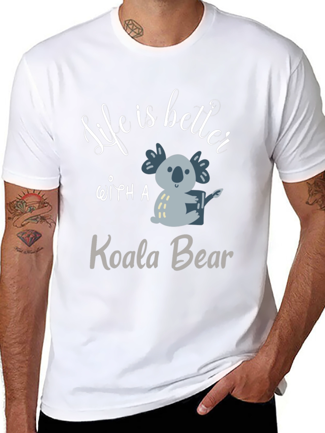 Camiseta Negra con Diseño de Koala Adorable