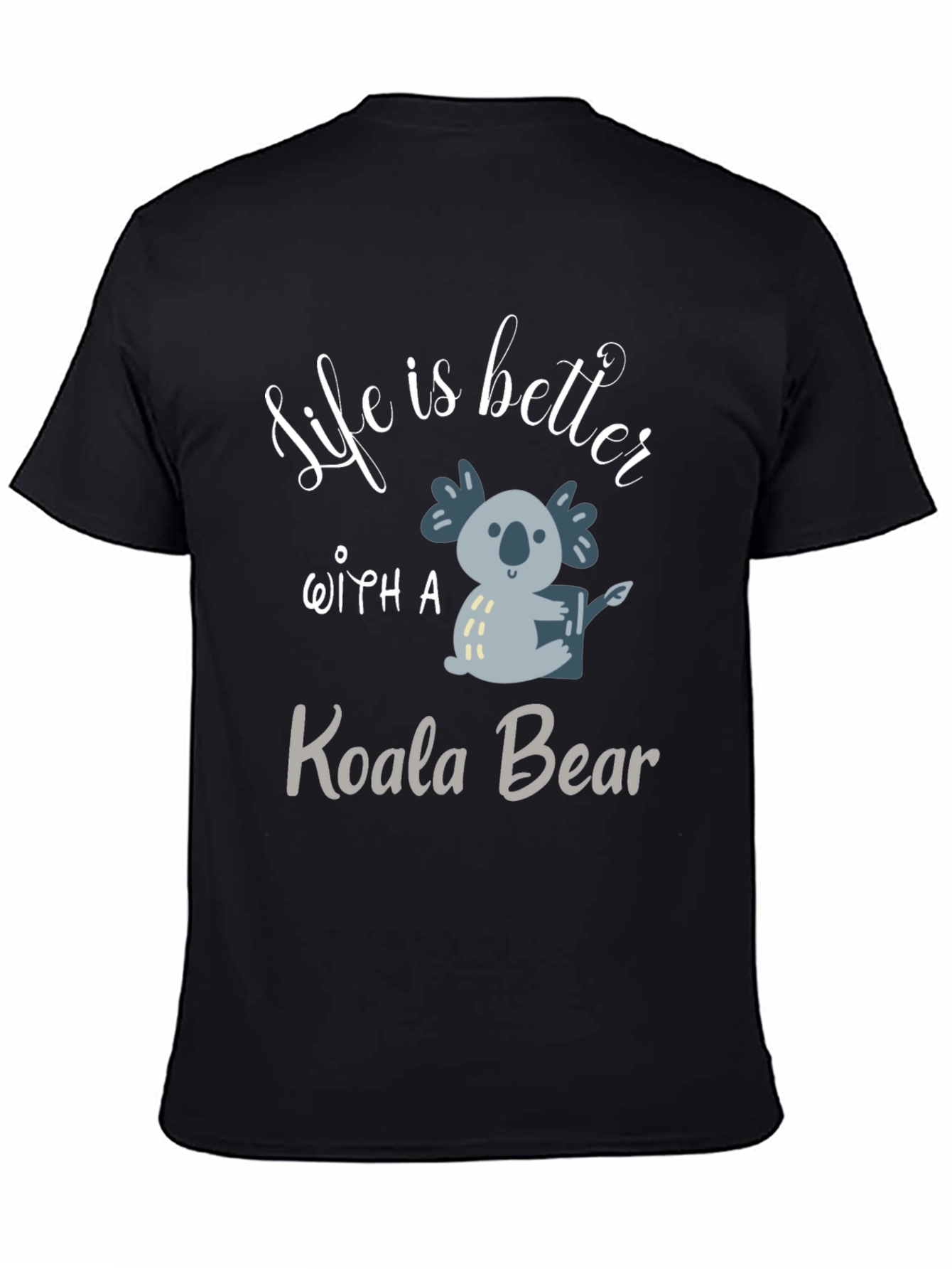 Camiseta Negra con Diseño de Koala Adorable