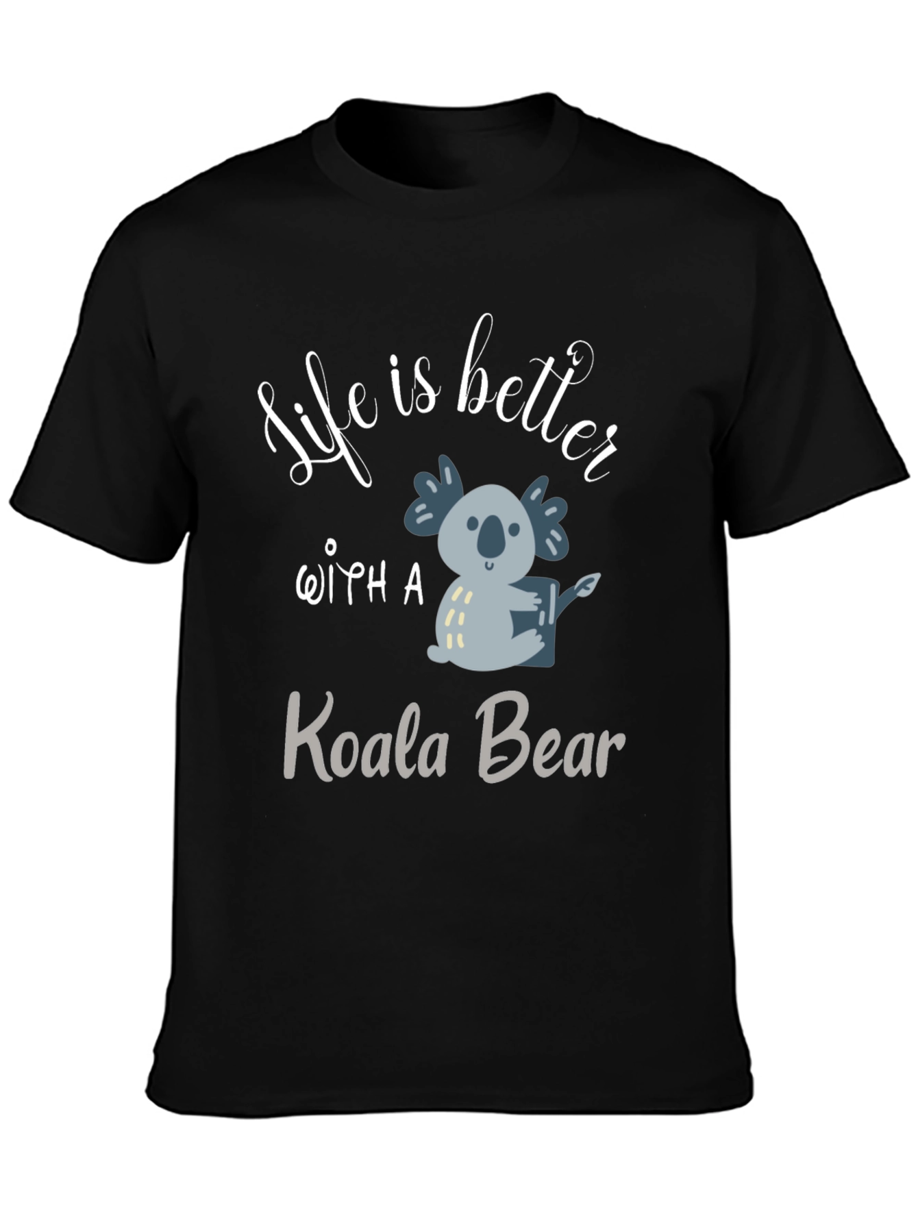 Camiseta Negra con Diseño de Koala Adorable