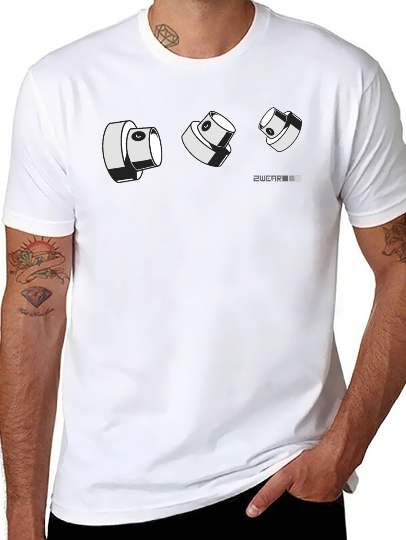 Camiseta Negra Diseño Gráfico 2WEAR