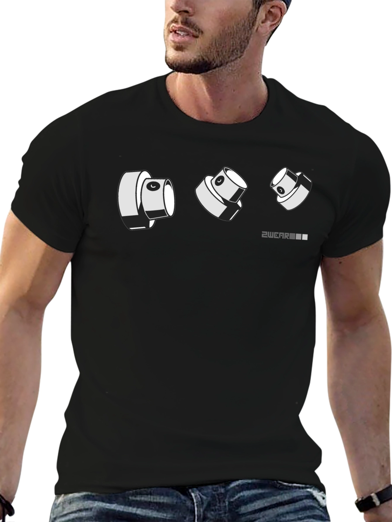 Camiseta Negra Diseño Gráfico 2WEAR