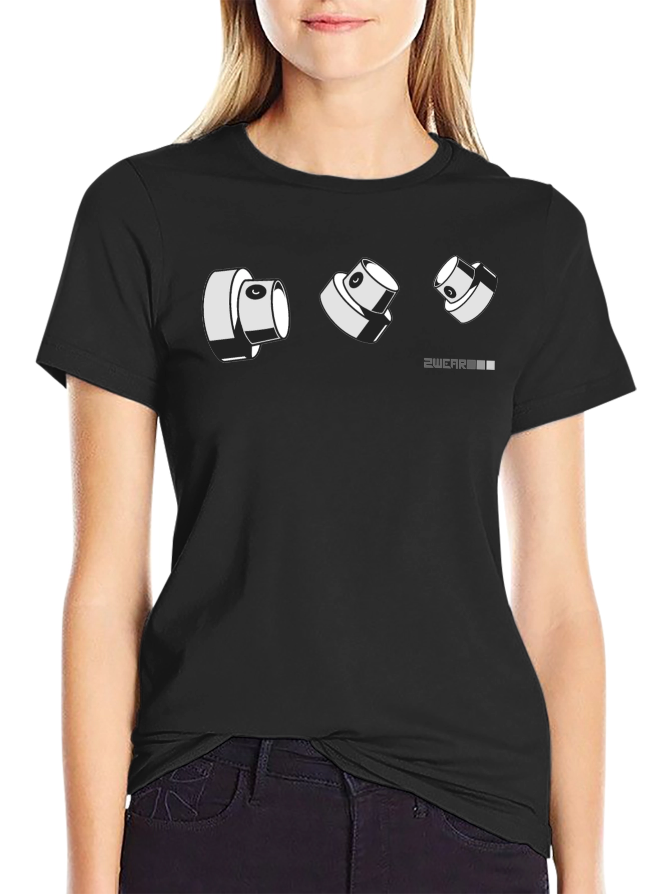 Camiseta Negra Diseño Gráfico 2WEAR