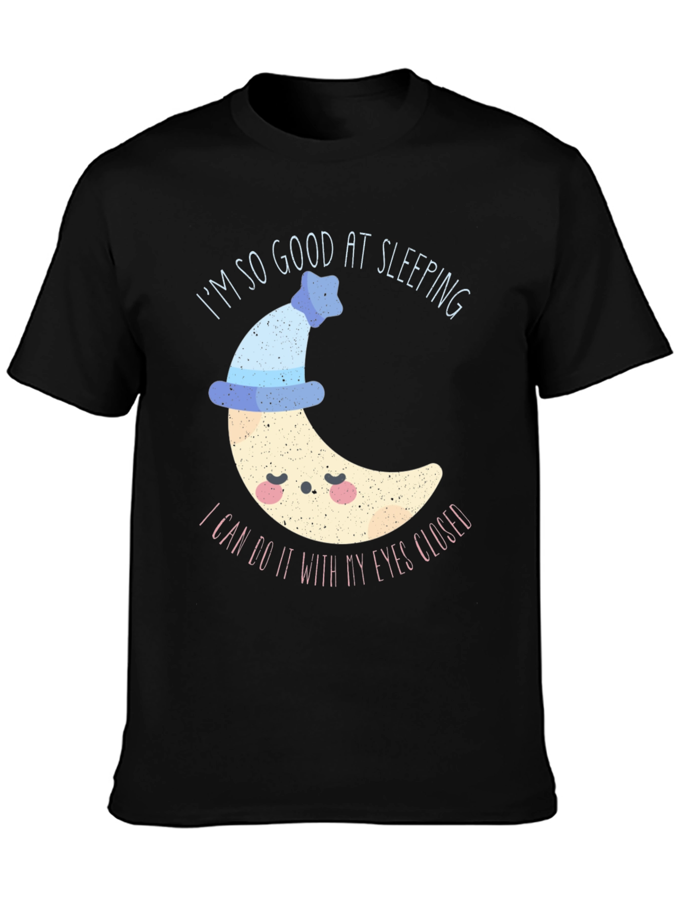 Camiseta Negra con Diseño de Luna Dormilona