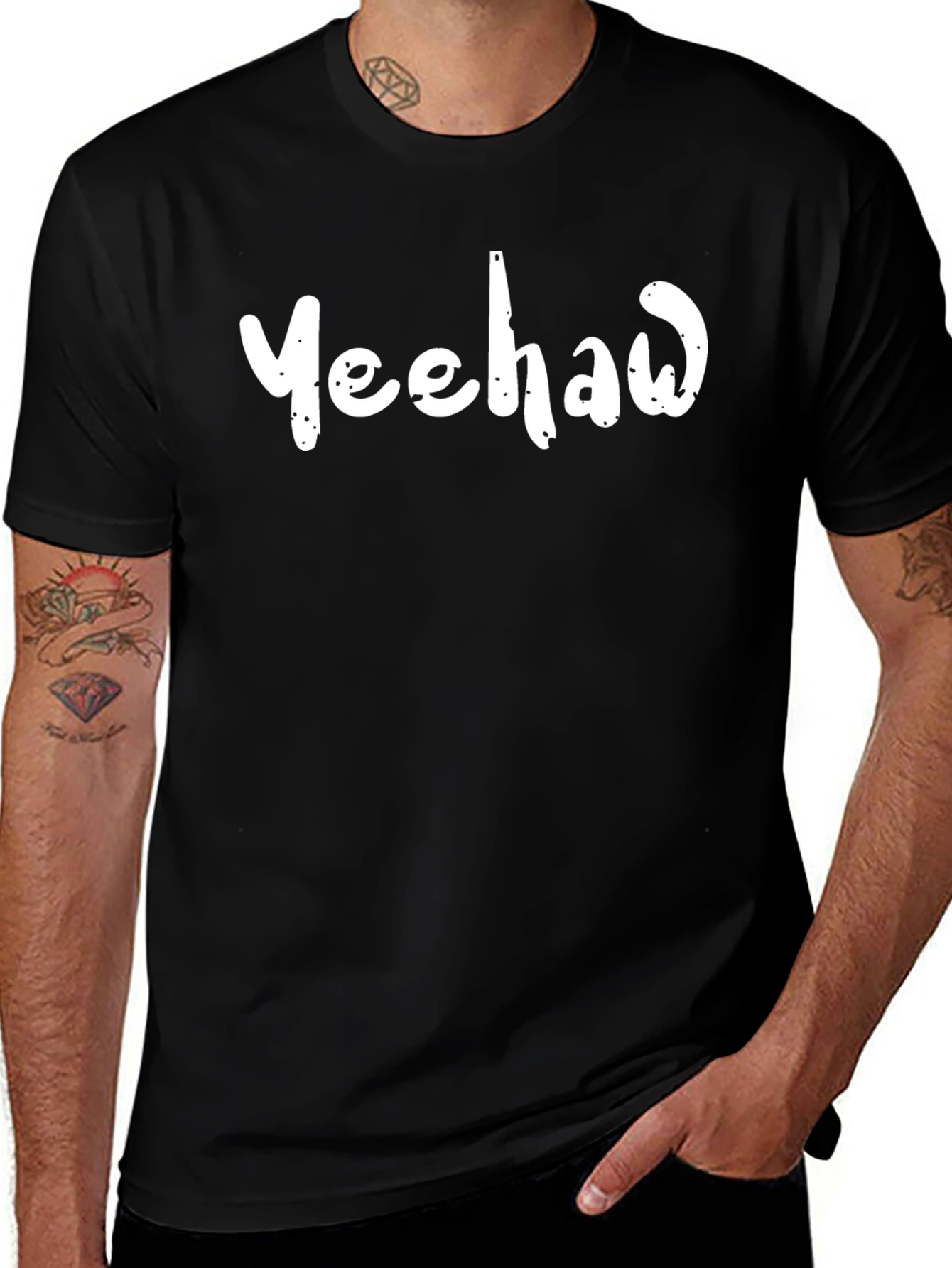 Camiseta Negra Yeehaw Casual y Moderna