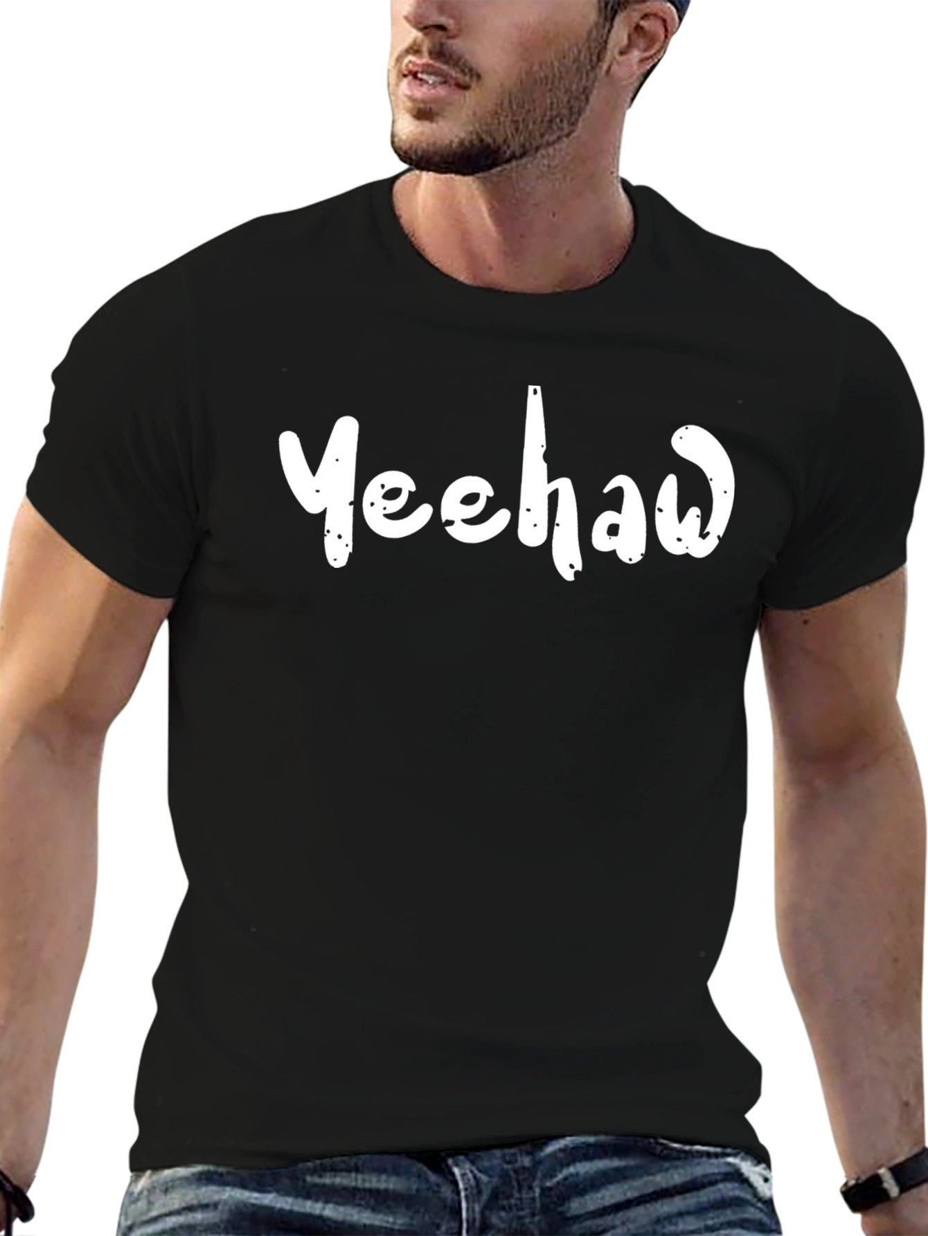 Camiseta Negra Yeehaw Casual y Moderna