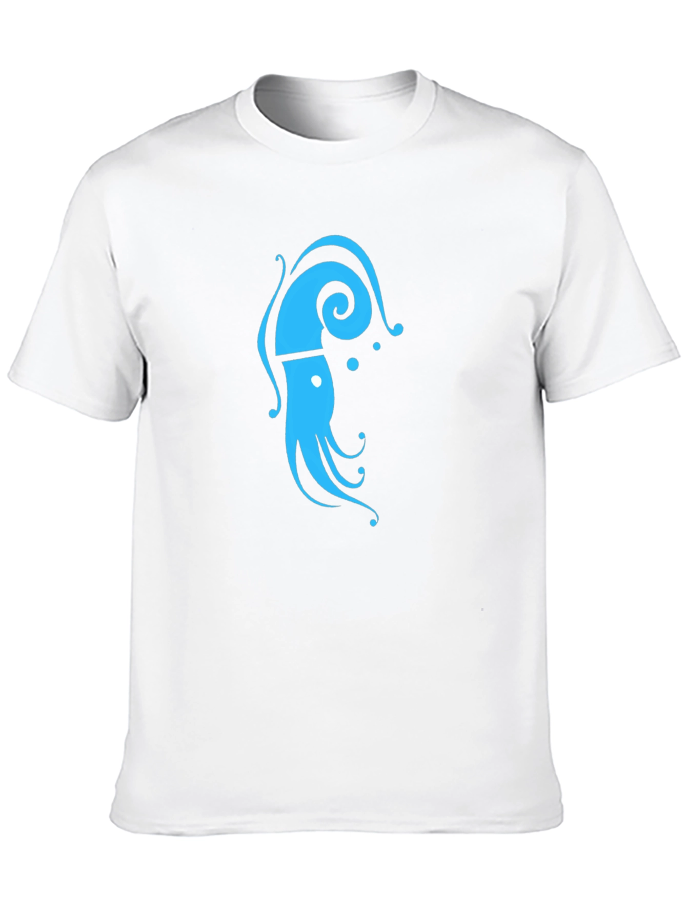 Camiseta Negra Estampado Calamar Azul Diseño Original