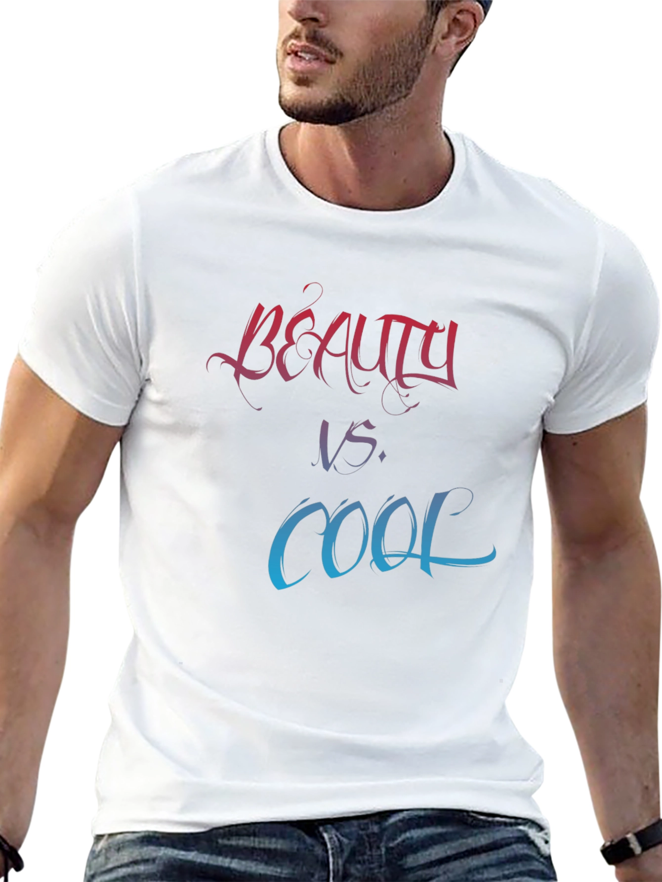 Camiseta Negra Estampada Belleza vs. Cool