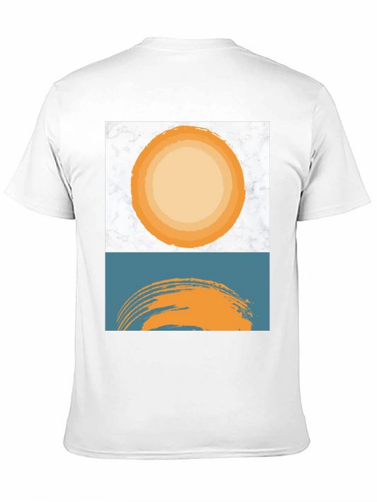 Camiseta Negra con Diseño Abstracto Sol y Mar