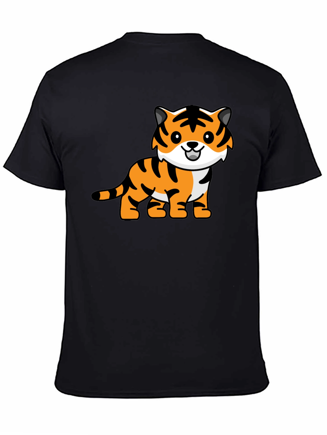 Camiseta Negra con Diseño de Tigre Adorable