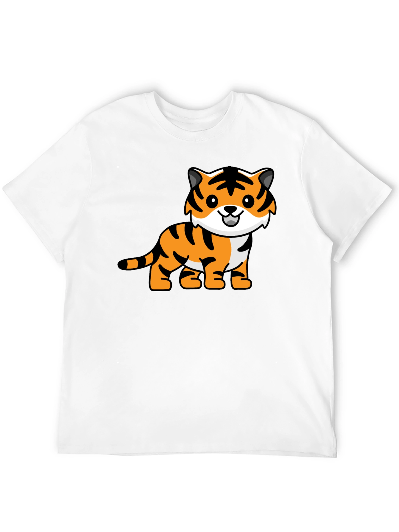 Camiseta Negra con Diseño de Tigre Adorable