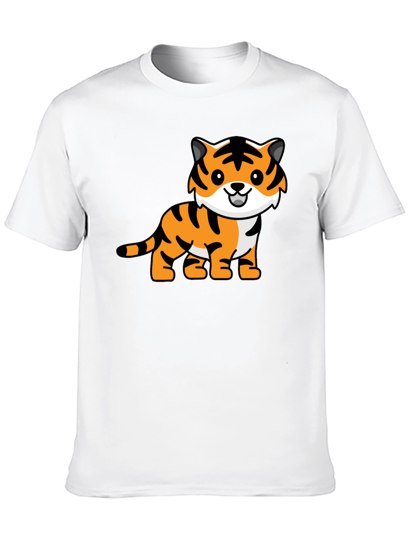 Camiseta Negra con Diseño de Tigre Adorable