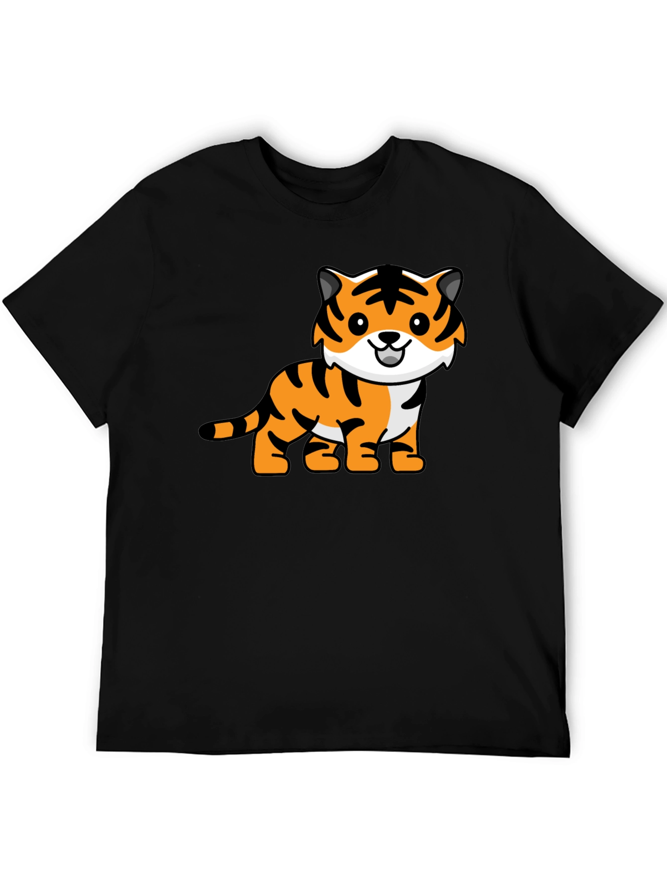 Camiseta Negra con Diseño de Tigre Adorable