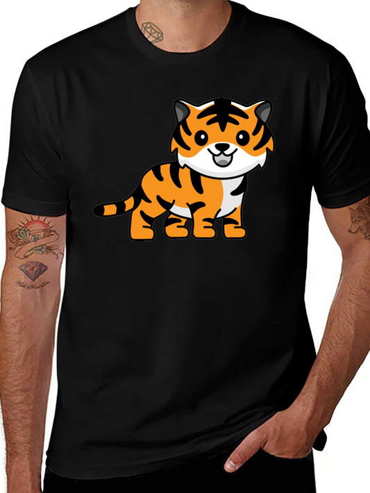 Camiseta Negra con Diseño de Tigre Adorable