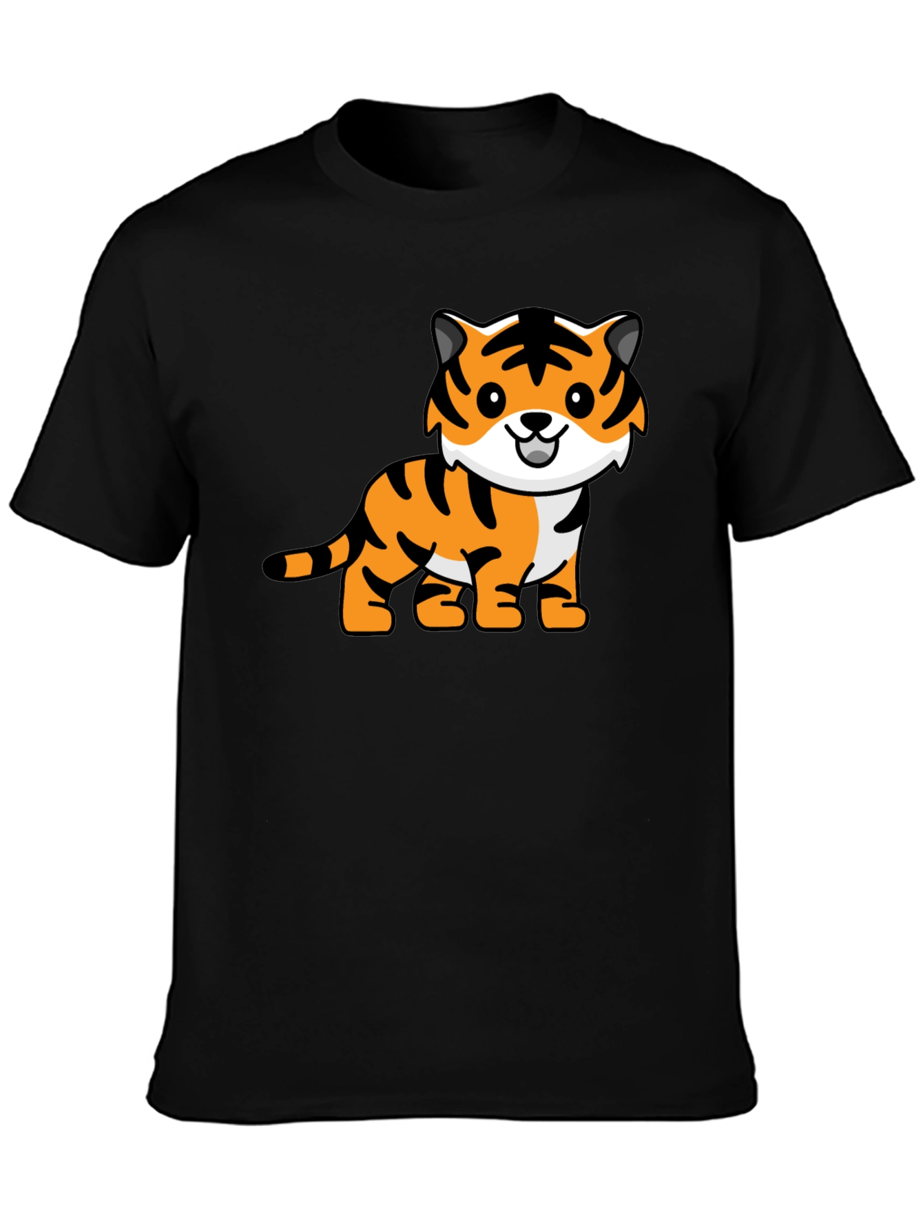Camiseta Negra con Diseño de Tigre Adorable