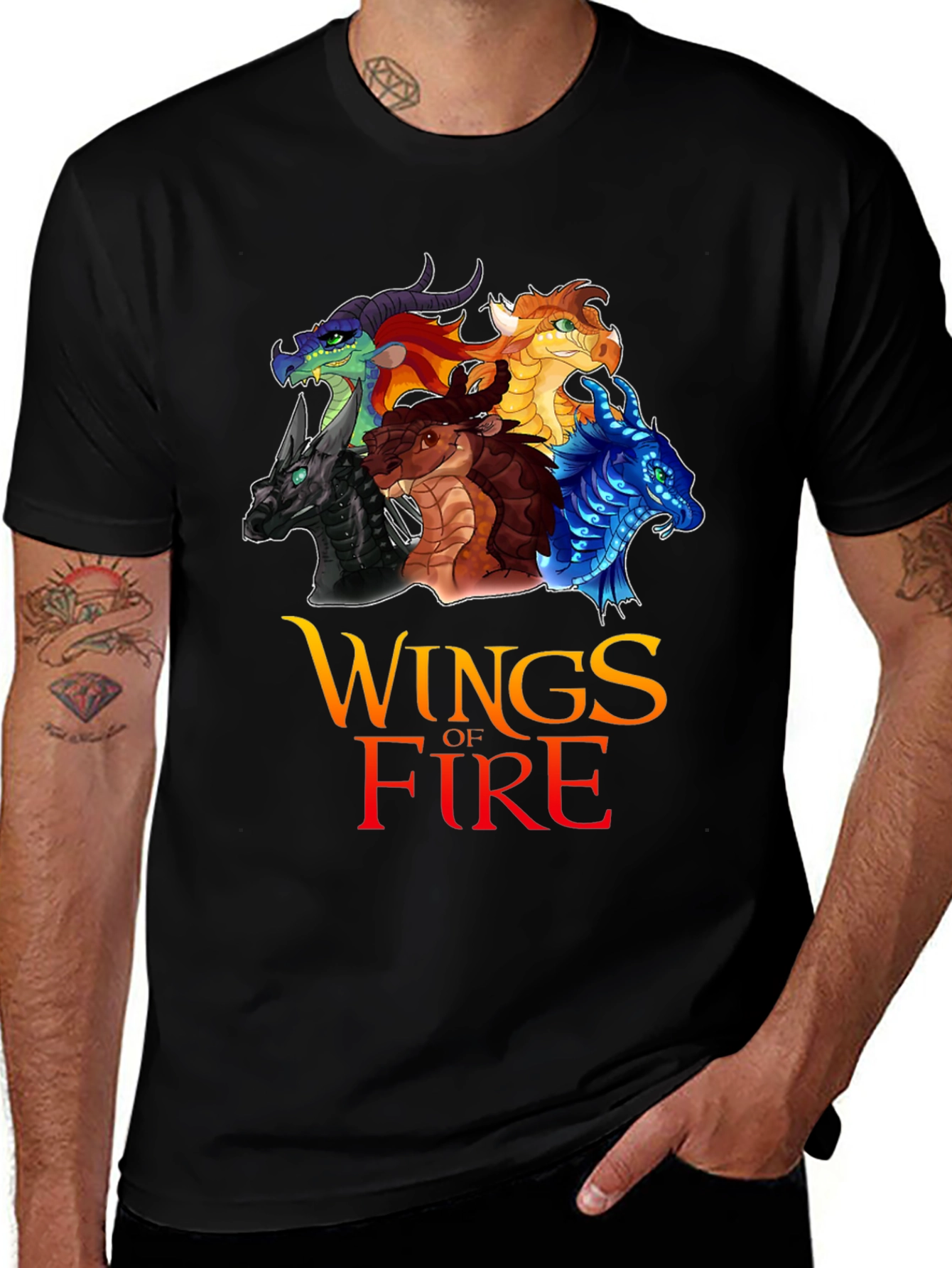 Camiseta Negra Wings of Fire para Fanáticos