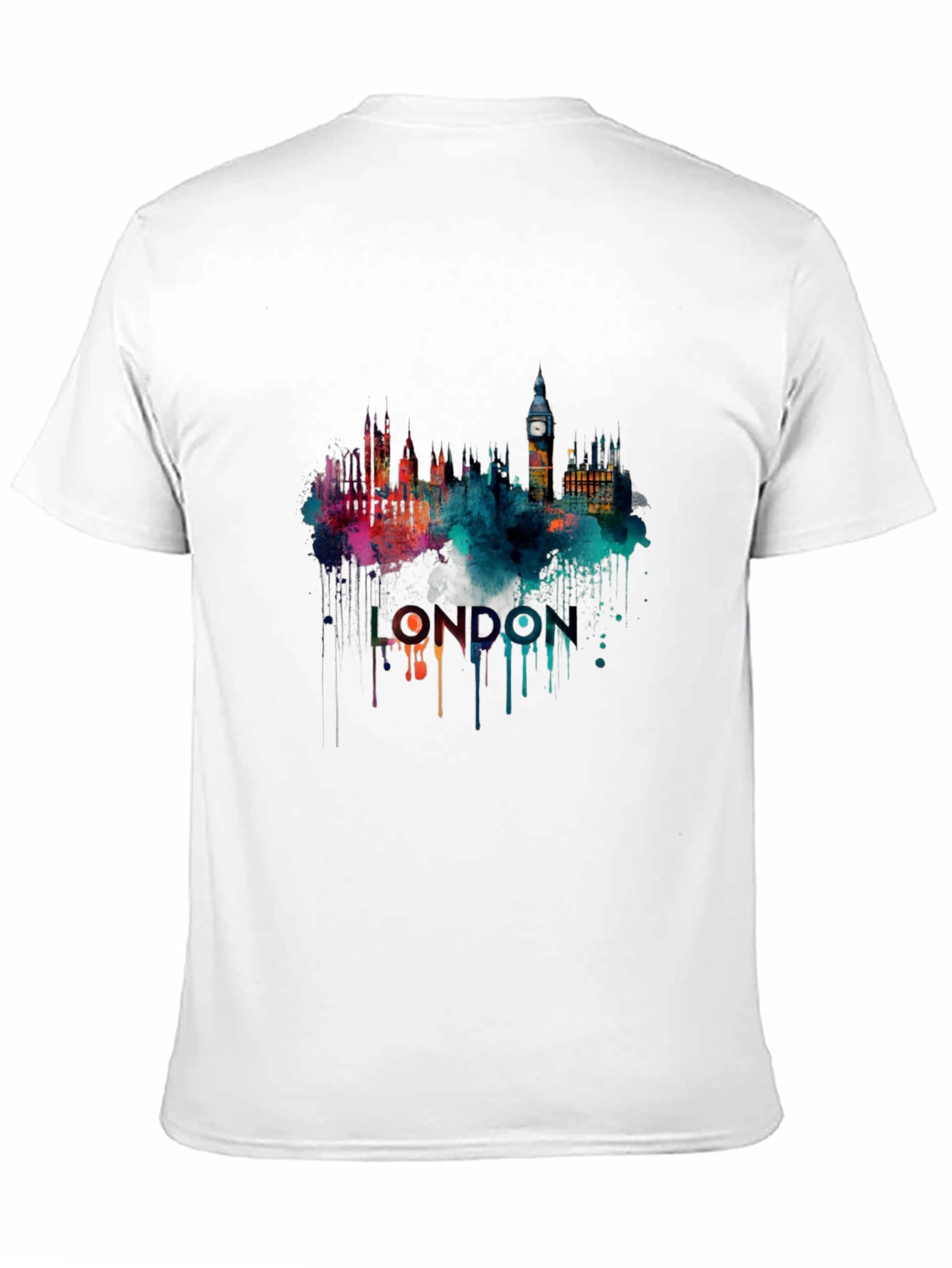 Camiseta Negra con Diseño de Londres Acuarela