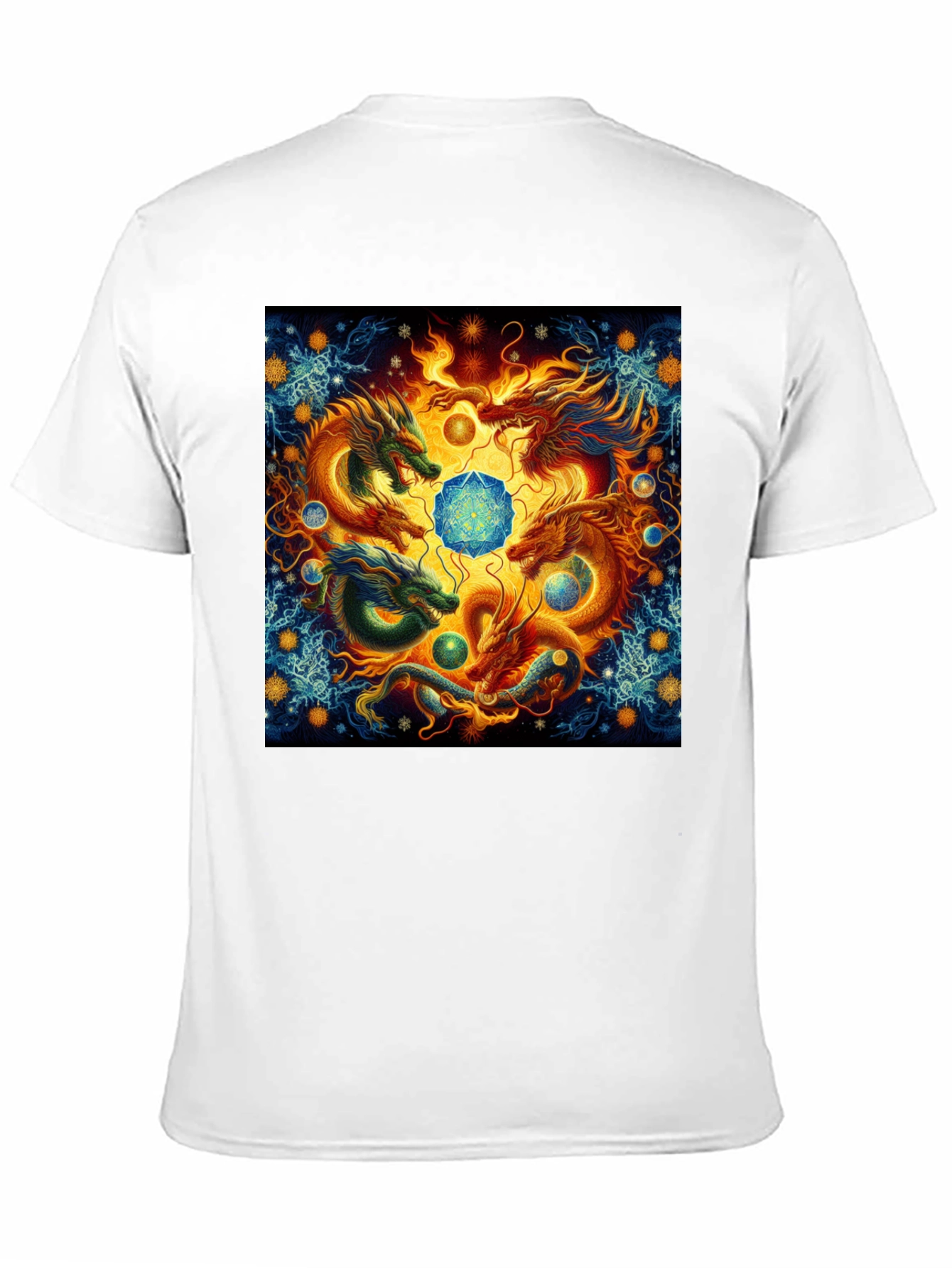 Camiseta Negra Dragones Orientales Místicos