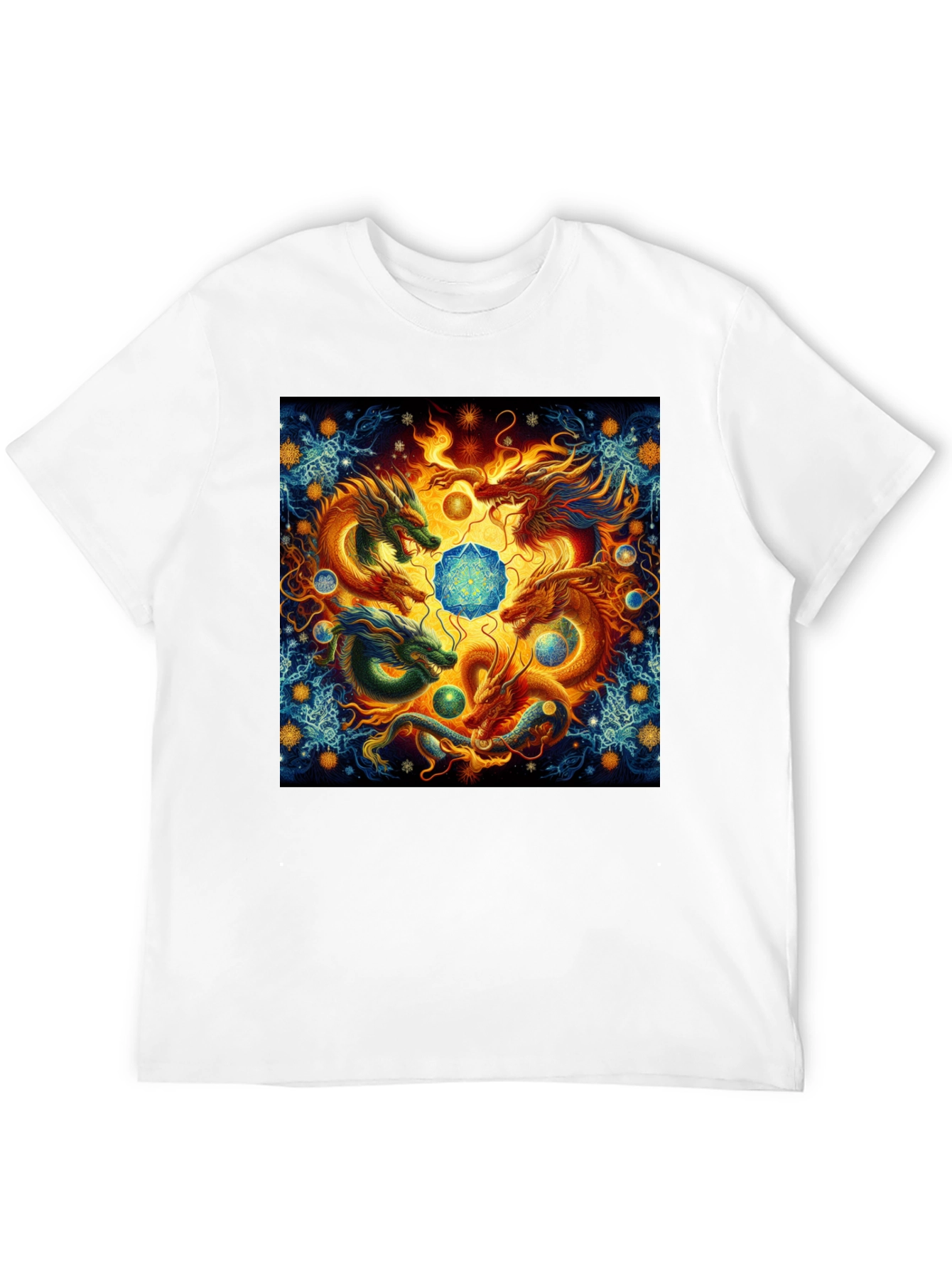 Camiseta Negra Dragones Orientales Místicos