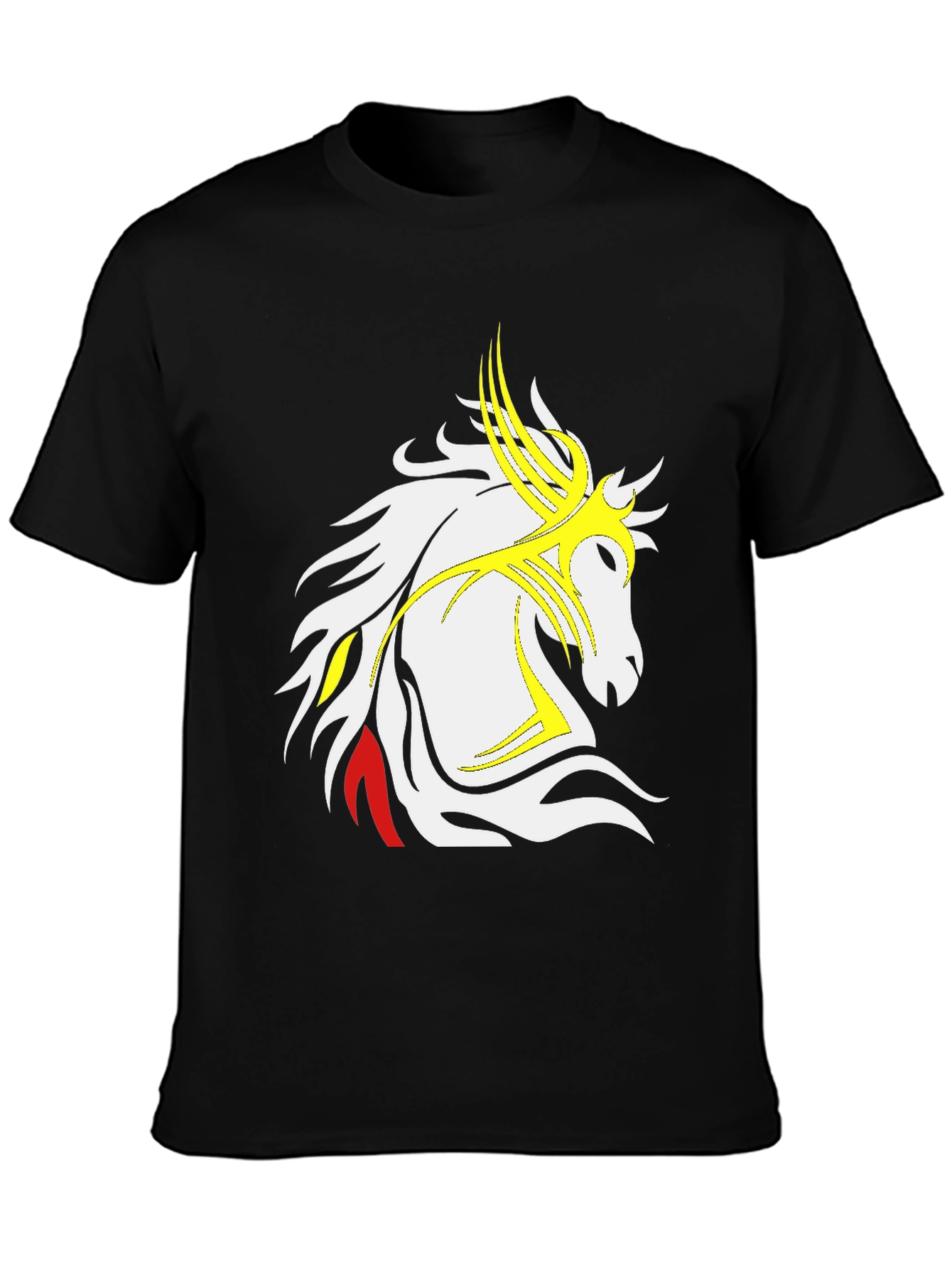 Camiseta Negra con Diseño de Caballo Tribal